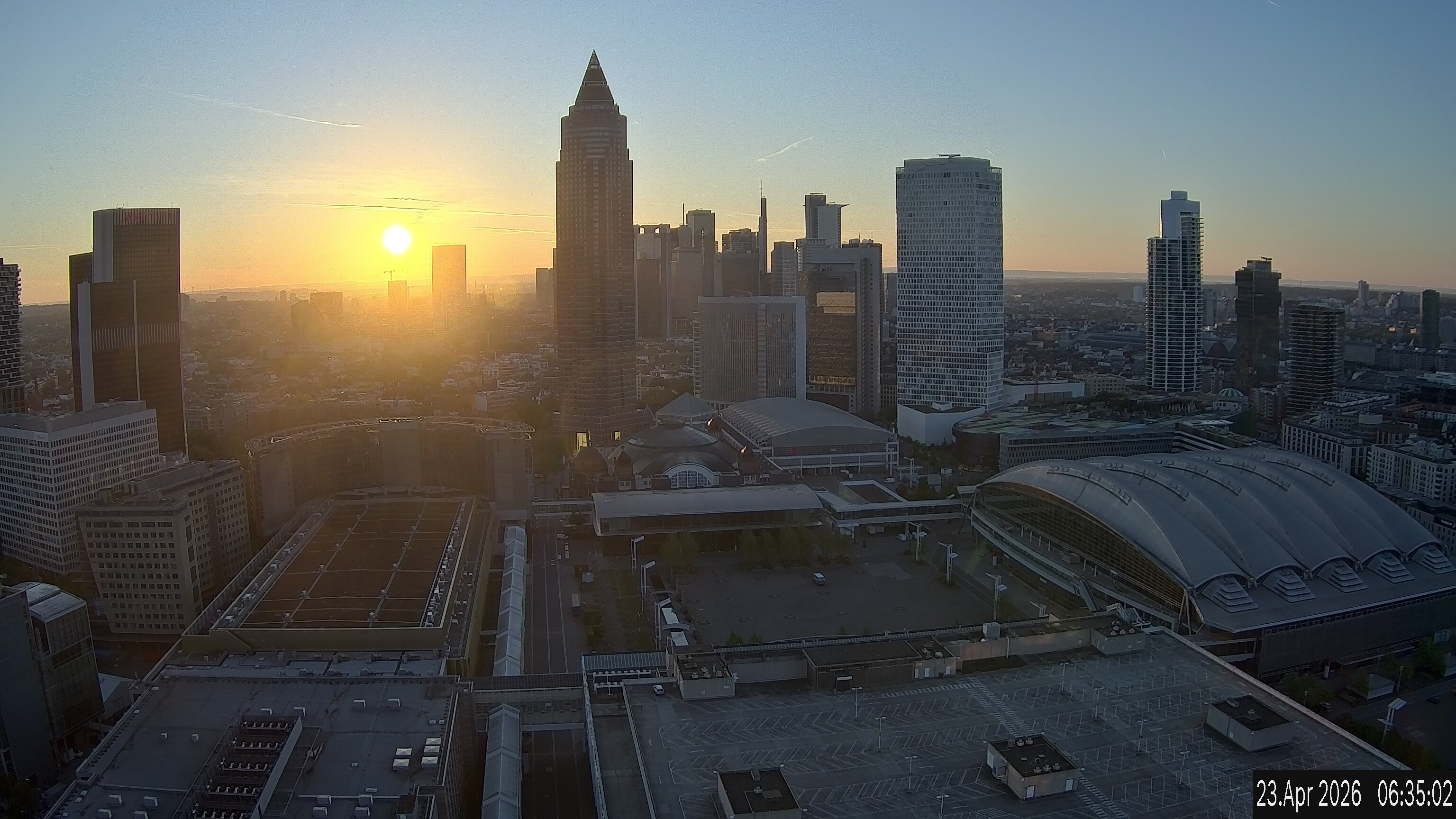 Archiv Foto Webcam Blick von Frankfurter Messe auf die Skyline
