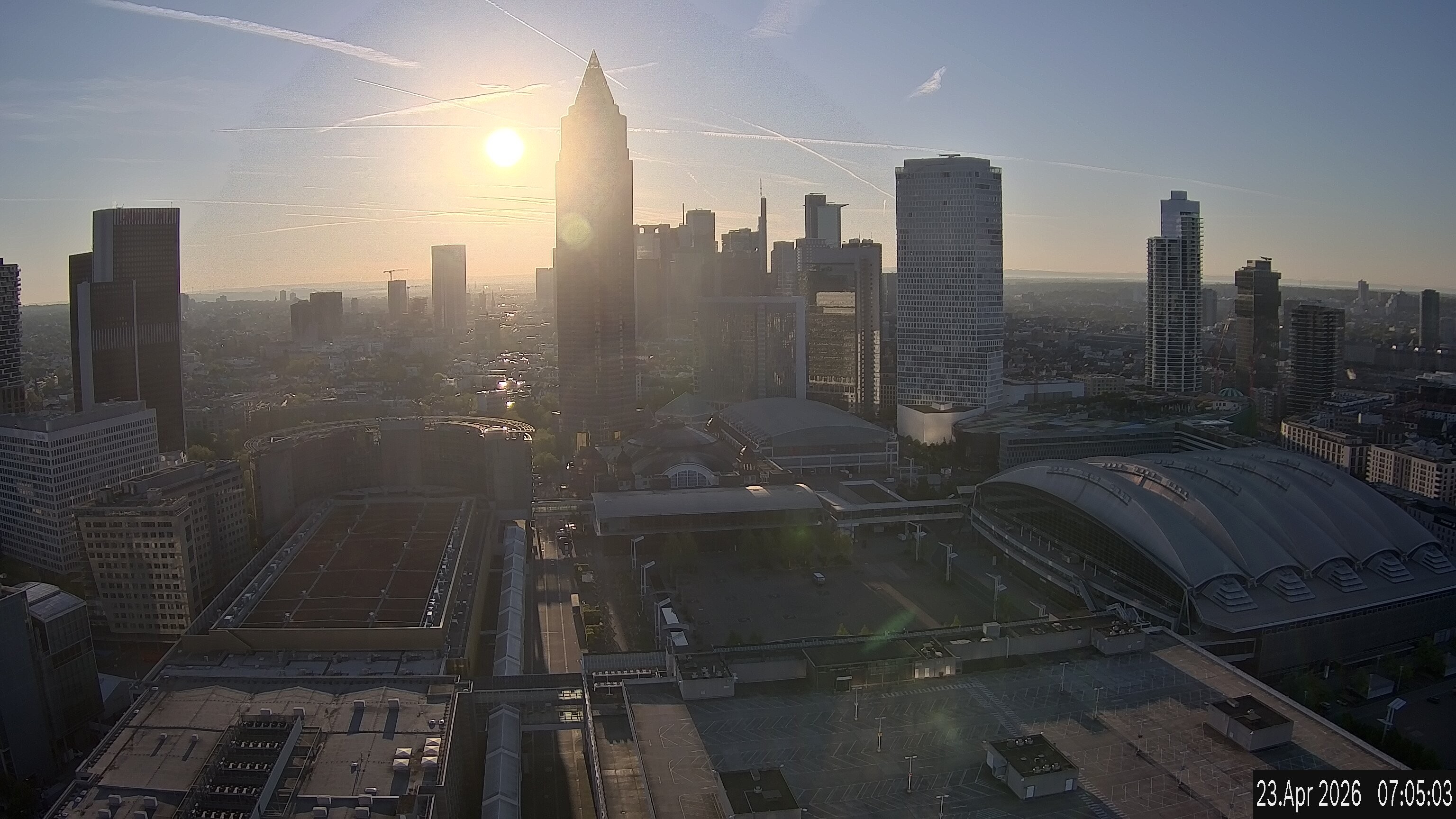 Archiv Foto Webcam Blick von Frankfurter Messe auf die Skyline