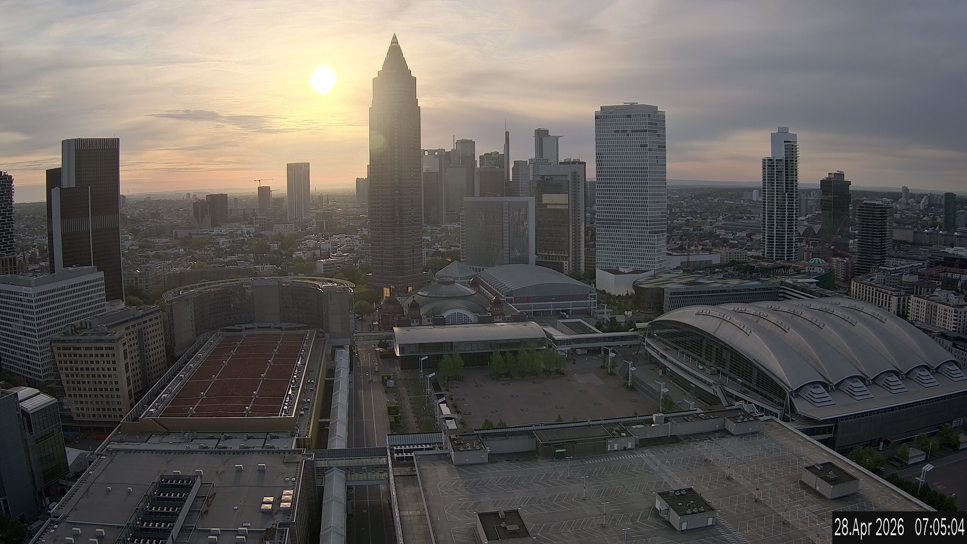 Archiv Foto Webcam Blick von Frankfurter Messe auf die Skyline