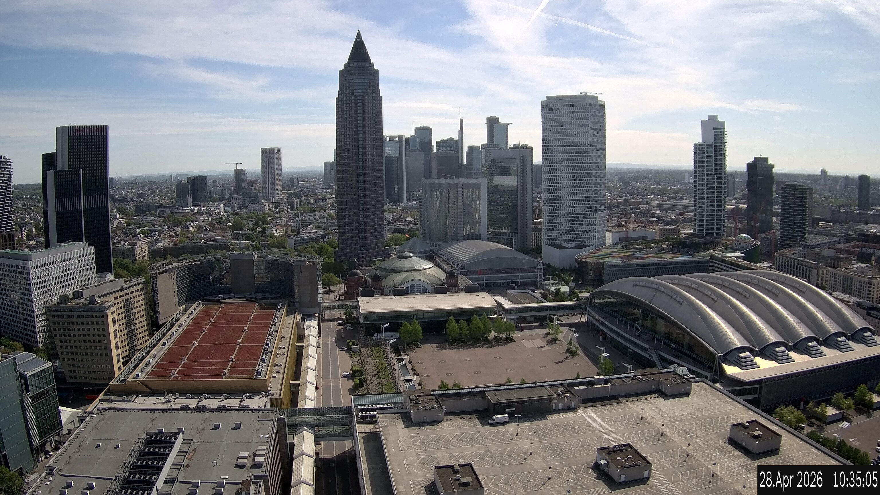 Archiv Foto Webcam Blick von Frankfurter Messe auf die Skyline