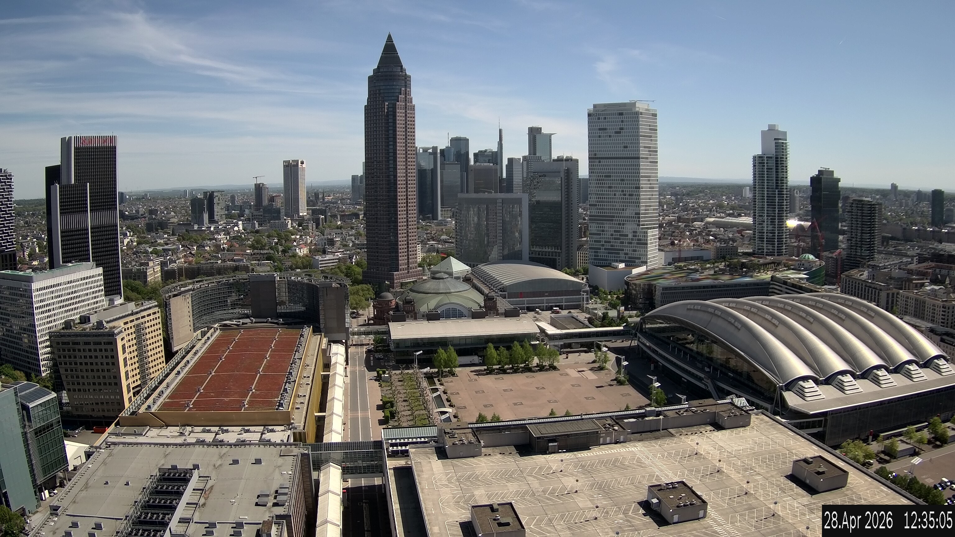 Archiv Foto Webcam Blick von Frankfurter Messe auf die Skyline