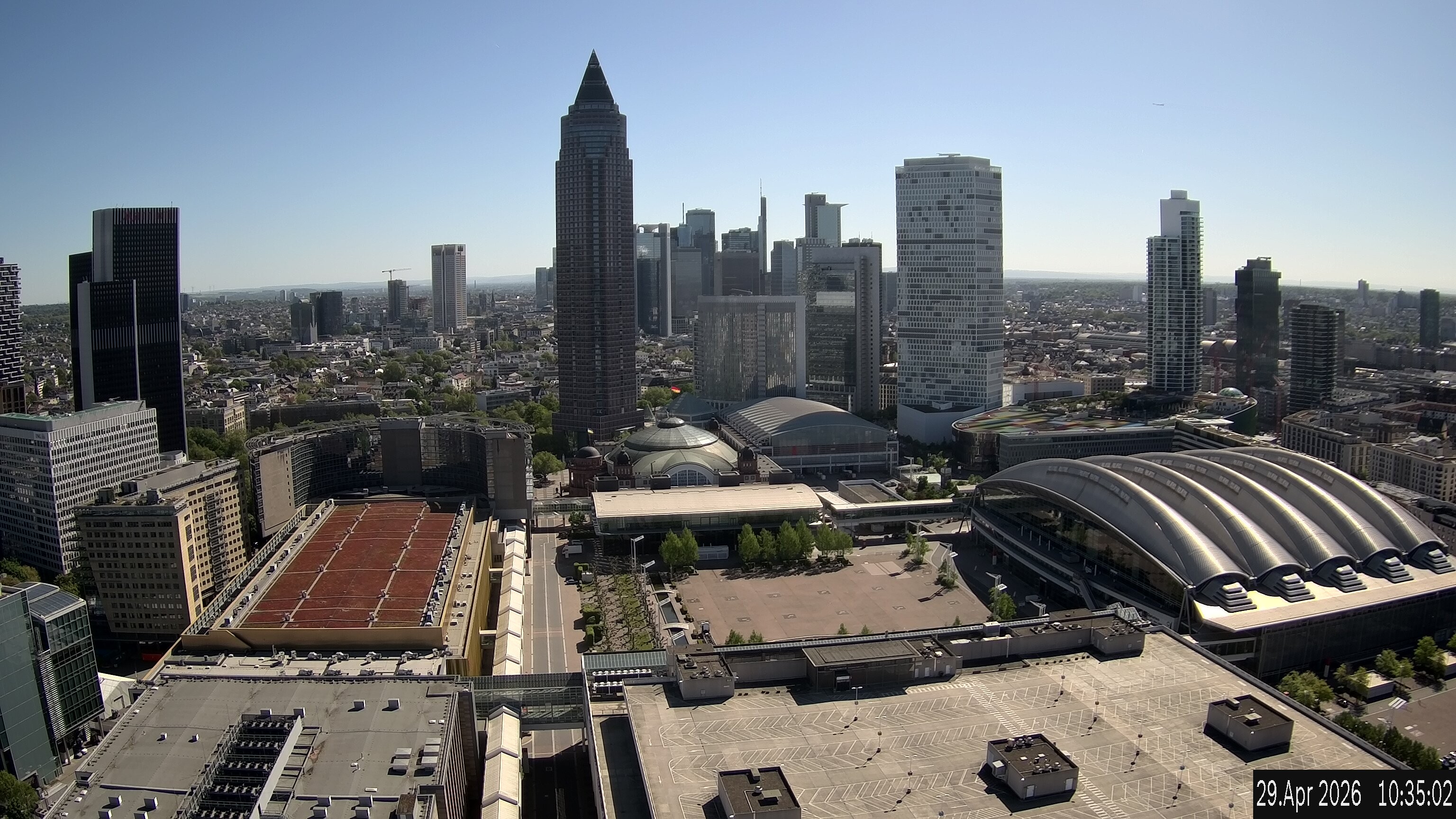 Archiv Foto Webcam Blick von Frankfurter Messe auf die Skyline