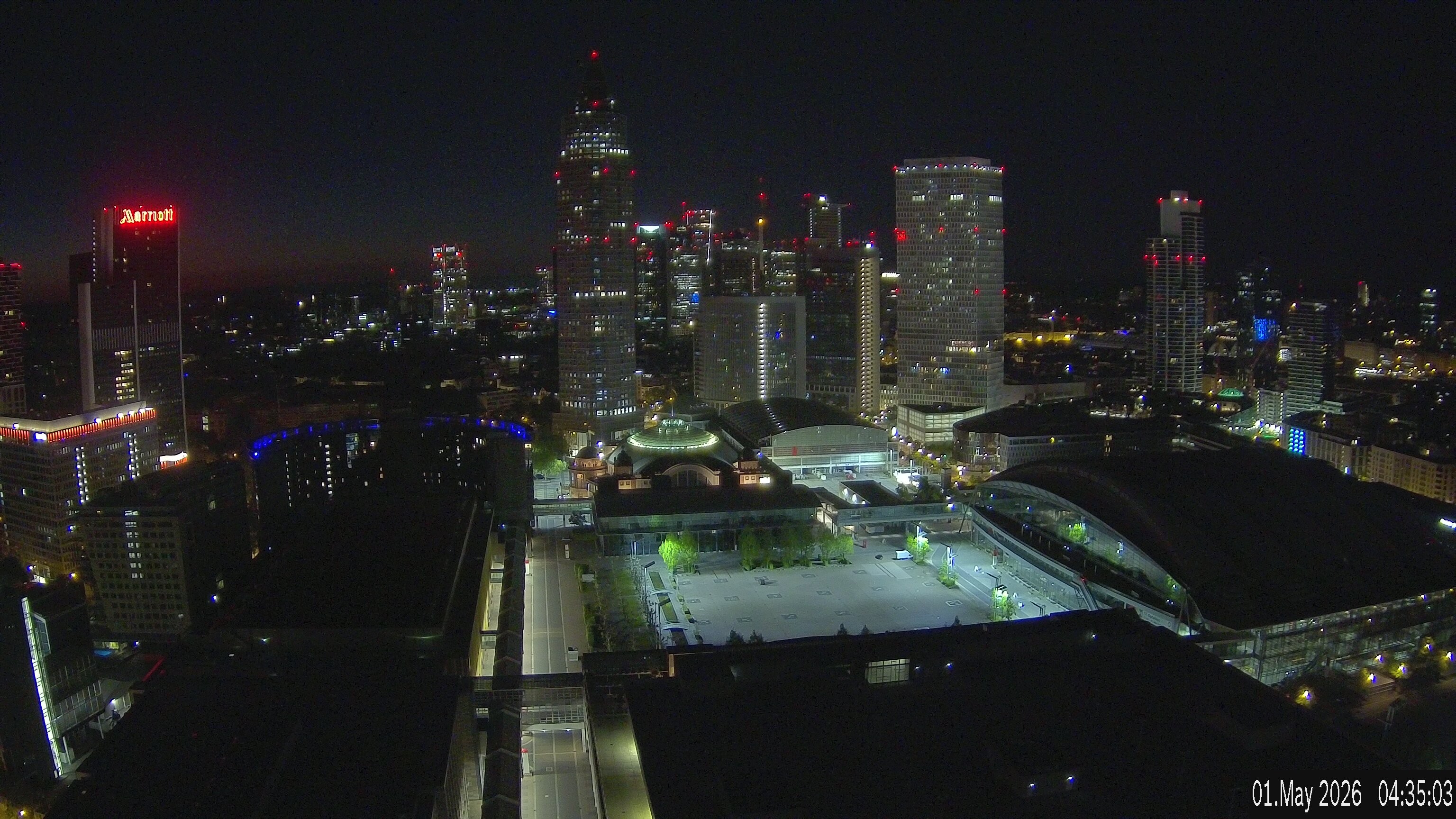 Archiv Foto Webcam Blick von Frankfurter Messe auf die Skyline