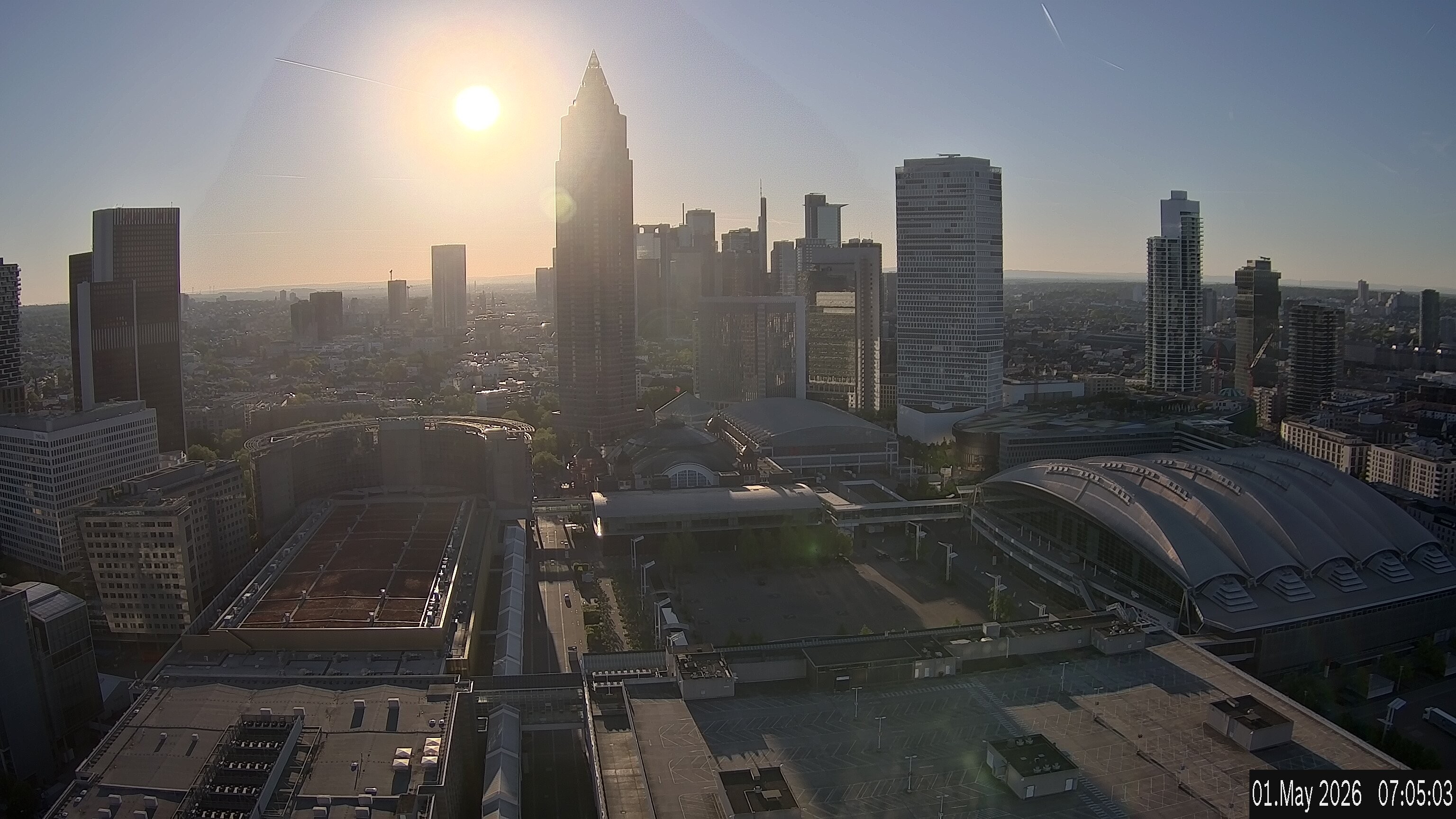 Archiv Foto Webcam Blick von Frankfurter Messe auf die Skyline