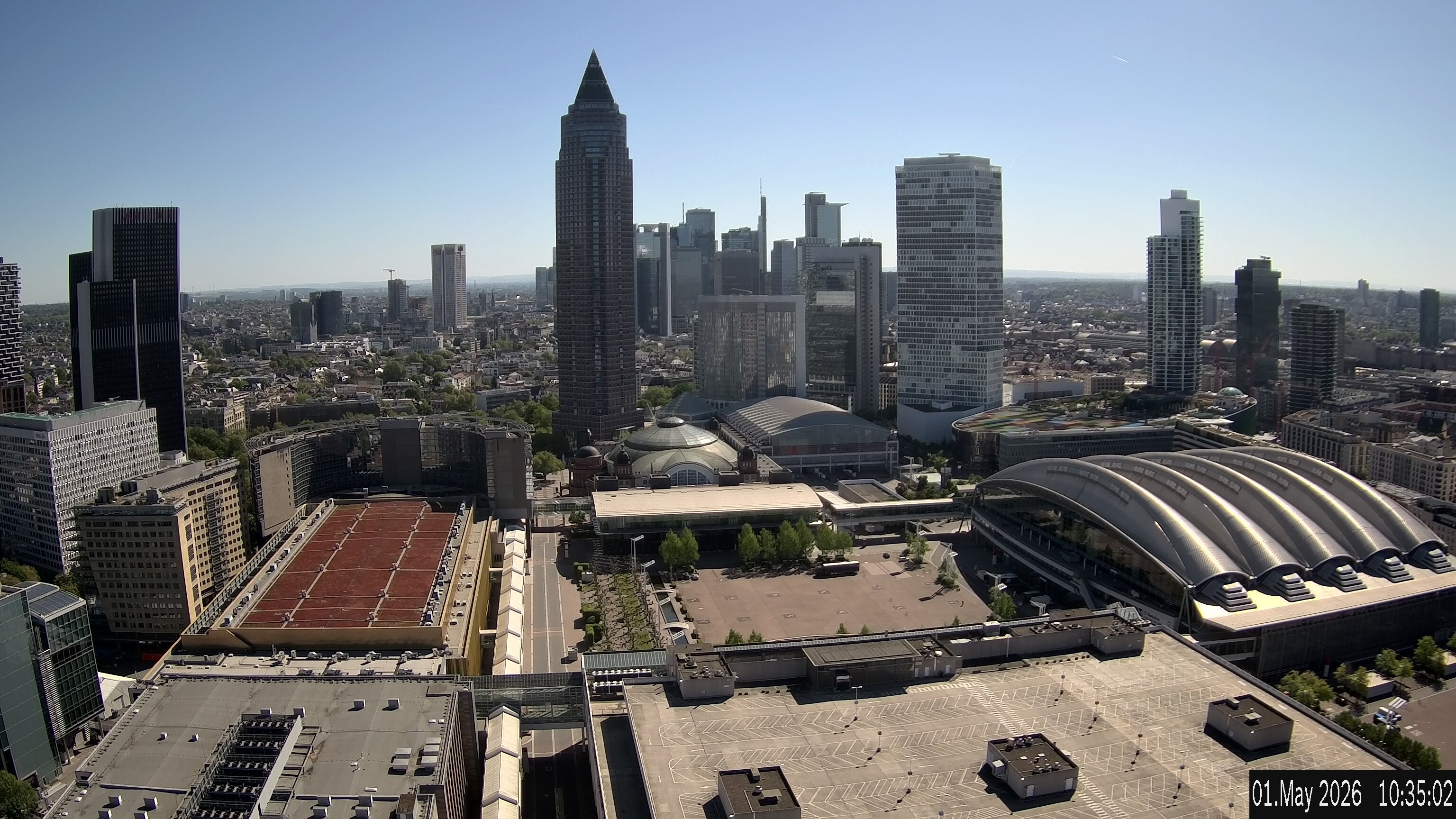 Archiv Foto Webcam Blick von Frankfurter Messe auf die Skyline
