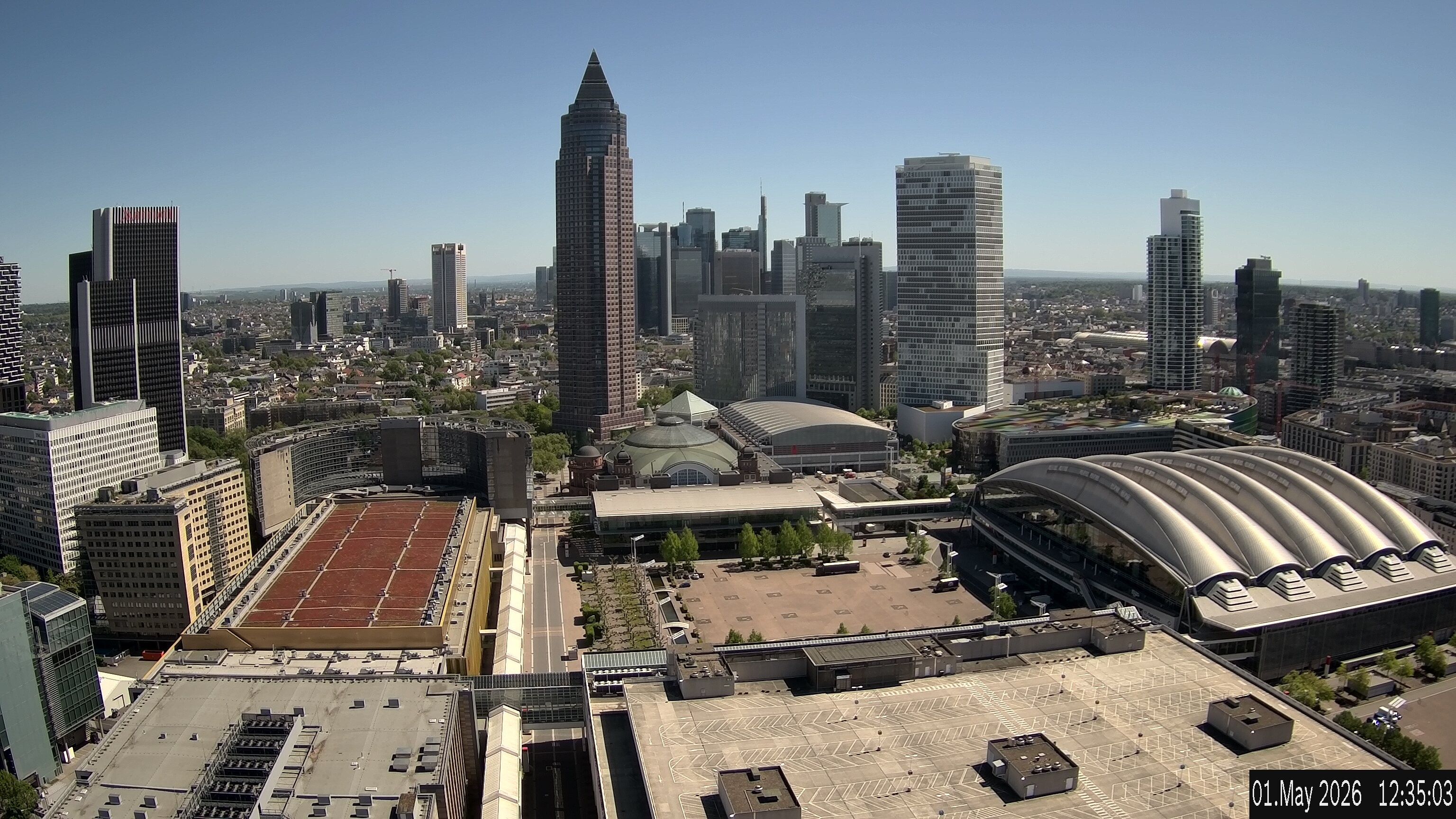 Archiv Foto Webcam Blick von Frankfurter Messe auf die Skyline