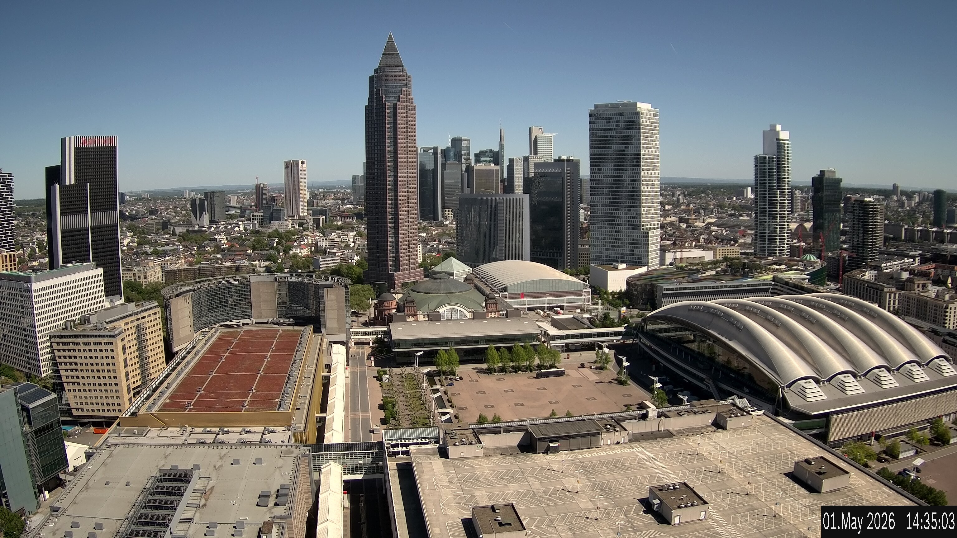 Archiv Foto Webcam Blick von Frankfurter Messe auf die Skyline