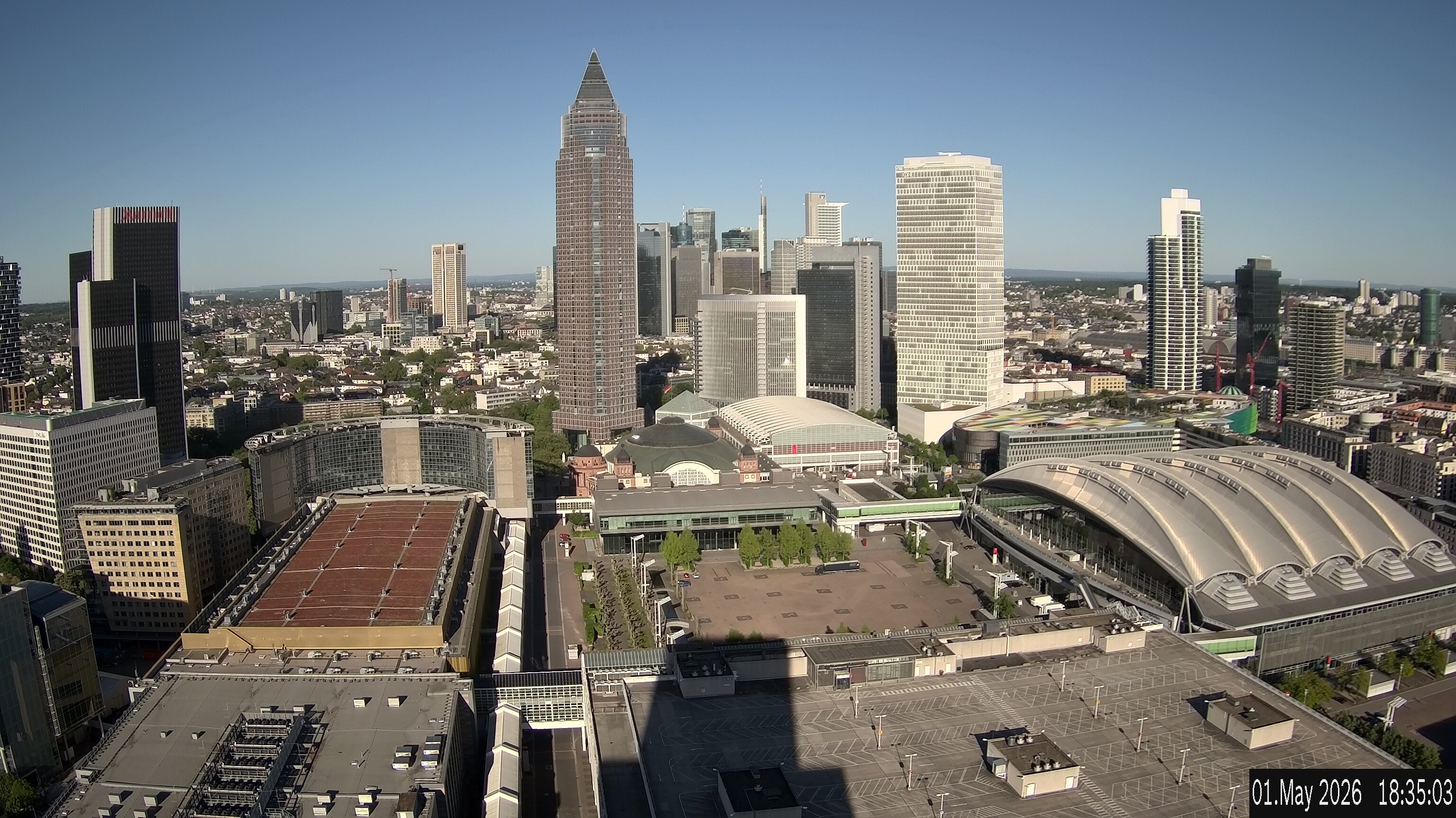 Archiv Foto Webcam Blick von Frankfurter Messe auf die Skyline