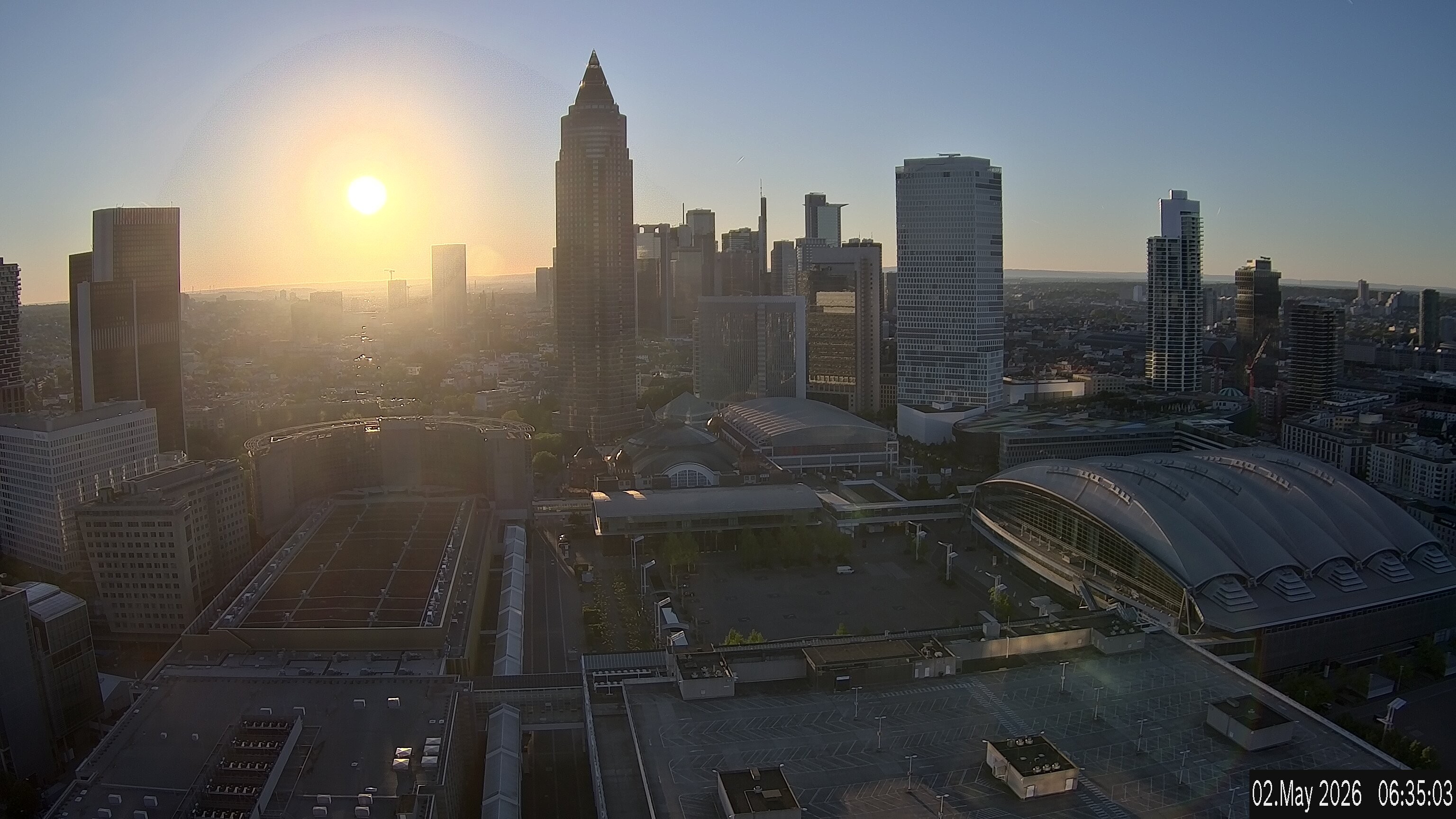 Archiv Foto Webcam Blick von Frankfurter Messe auf die Skyline