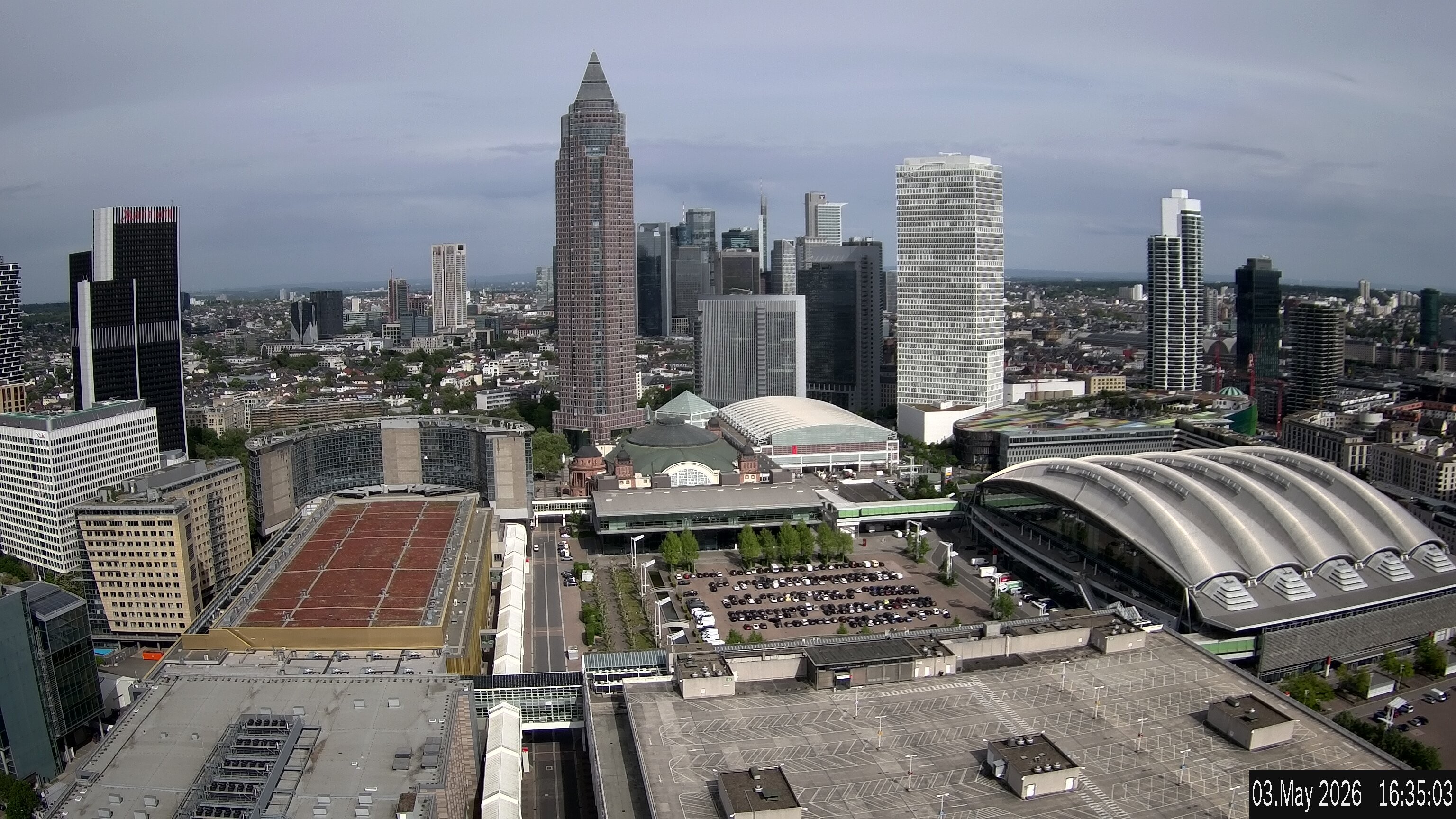 Archiv Foto Webcam Blick von Frankfurter Messe auf die Skyline