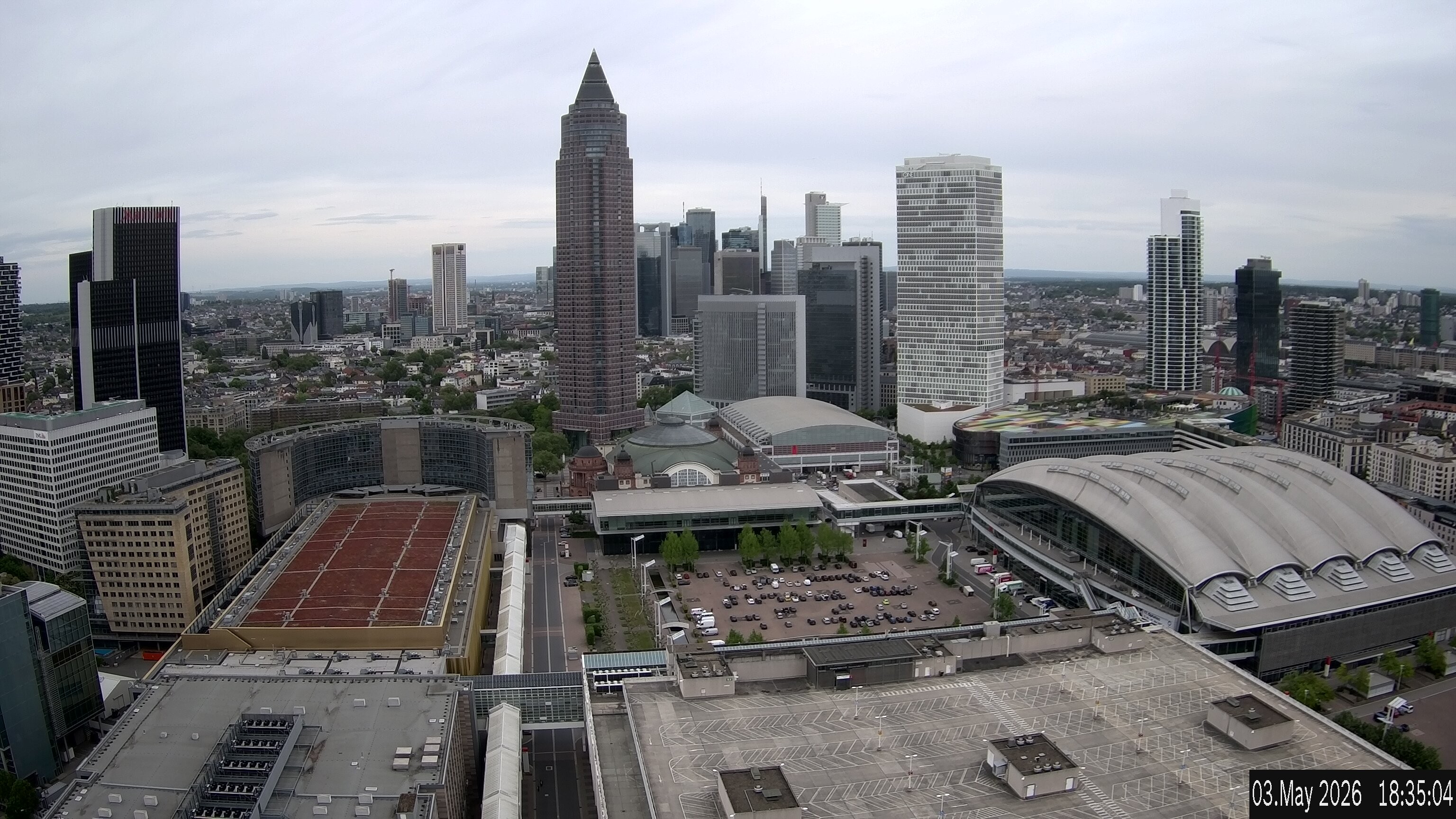 Archiv Foto Webcam Blick von Frankfurter Messe auf die Skyline