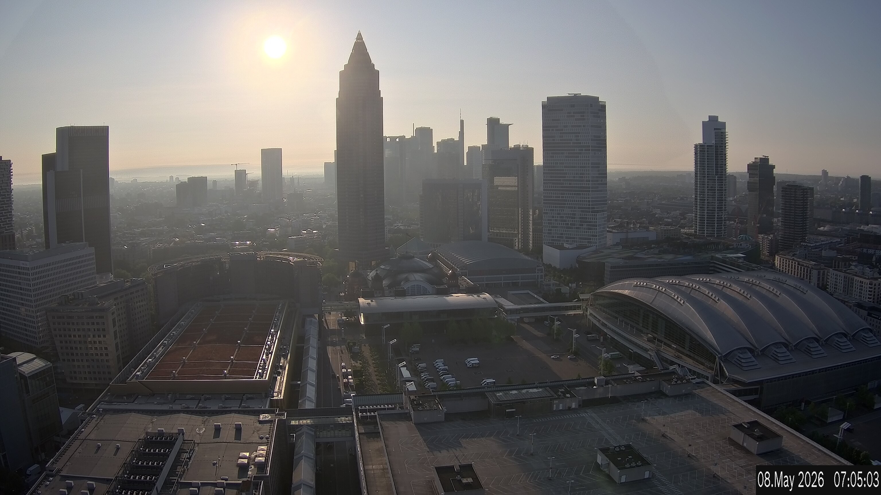 Archiv Foto Webcam Blick von Frankfurter Messe auf die Skyline
