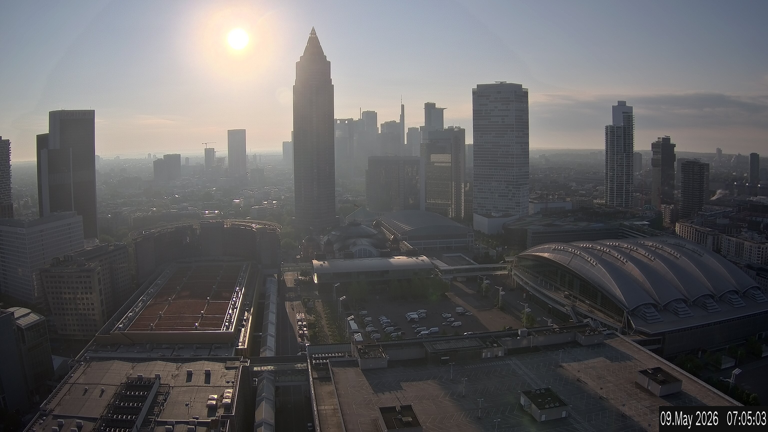 Archiv Foto Webcam Blick von Frankfurter Messe auf die Skyline
