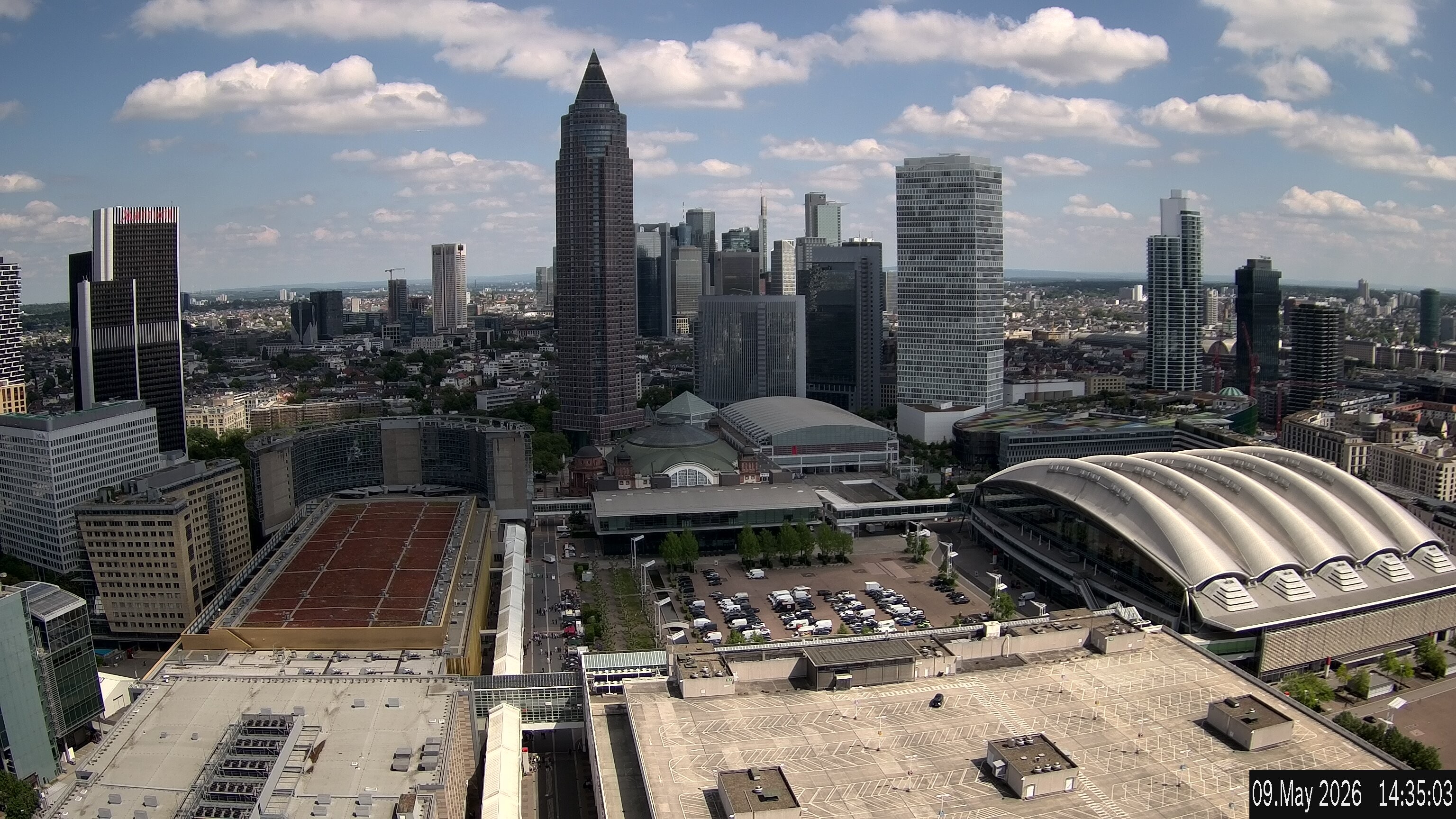 Archiv Foto Webcam Blick von Frankfurter Messe auf die Skyline