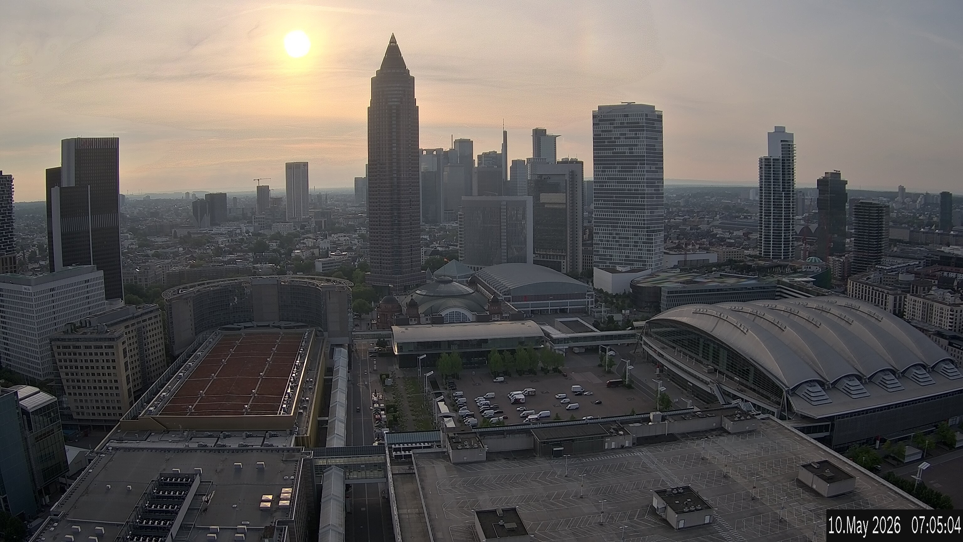 Archiv Foto Webcam Blick von Frankfurter Messe auf die Skyline