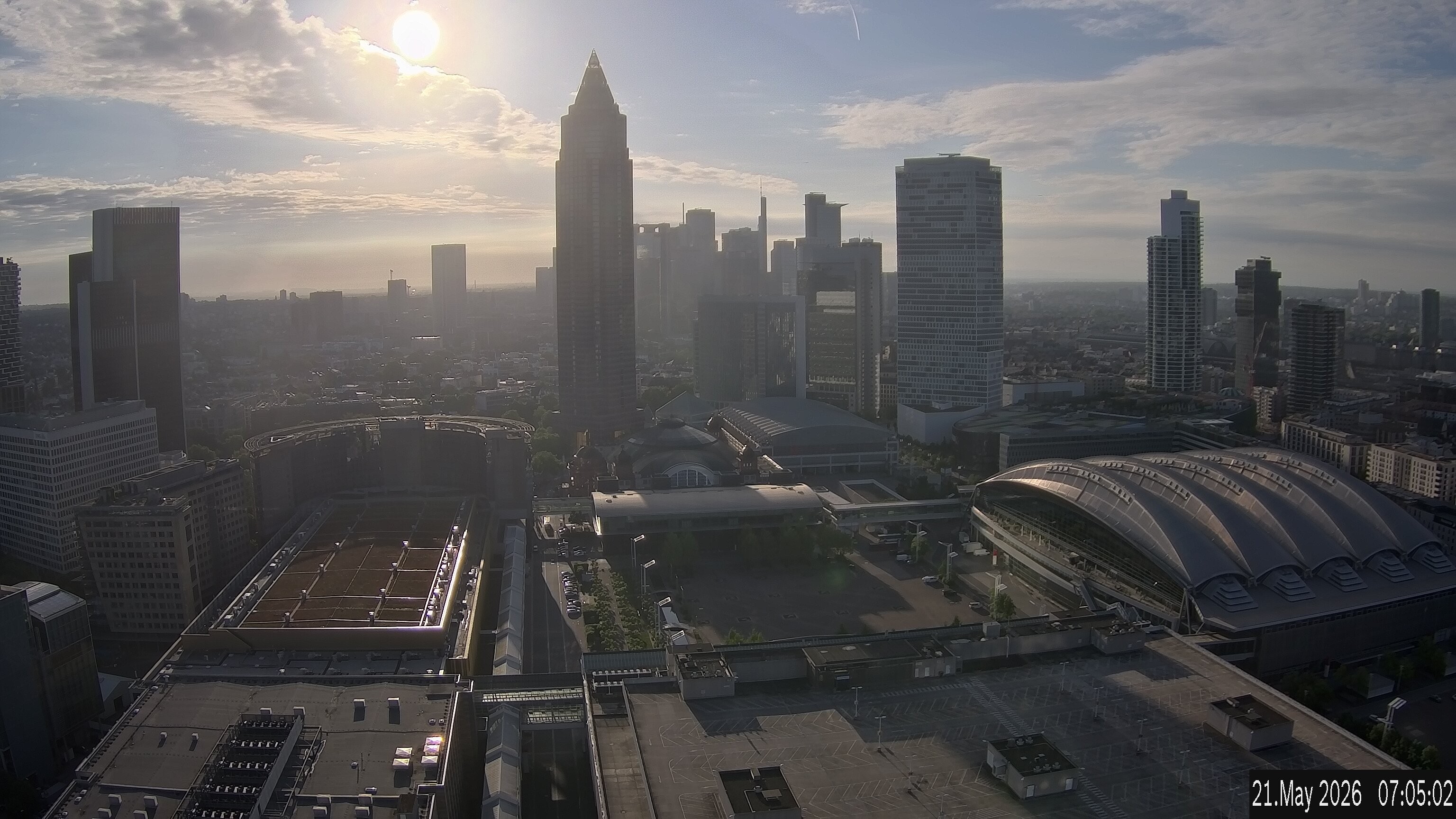 Archiv Foto Webcam Blick von Frankfurter Messe auf die Skyline