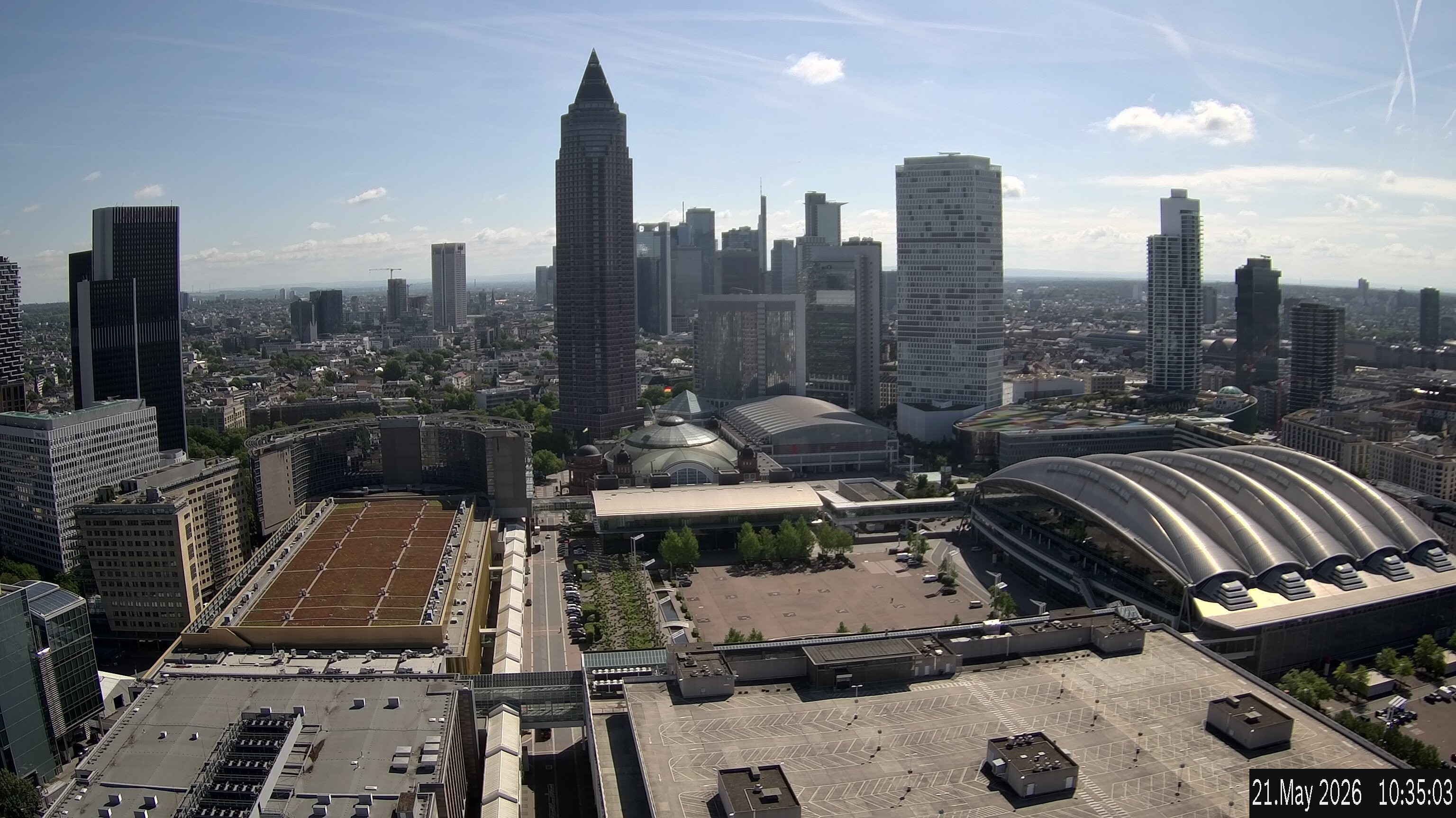 Archiv Foto Webcam Blick von Frankfurter Messe auf die Skyline