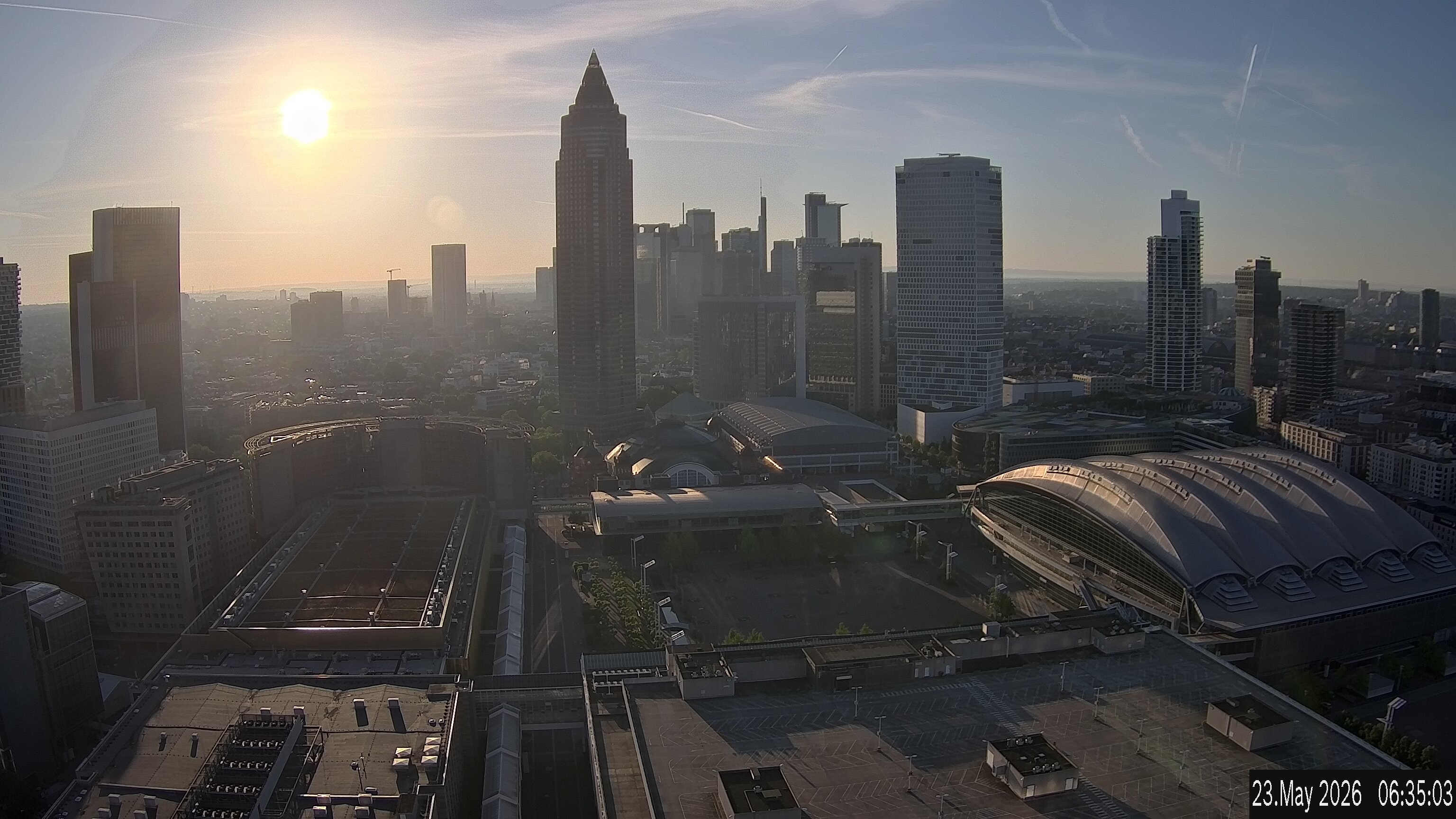 Archiv Foto Webcam Blick von Frankfurter Messe auf die Skyline