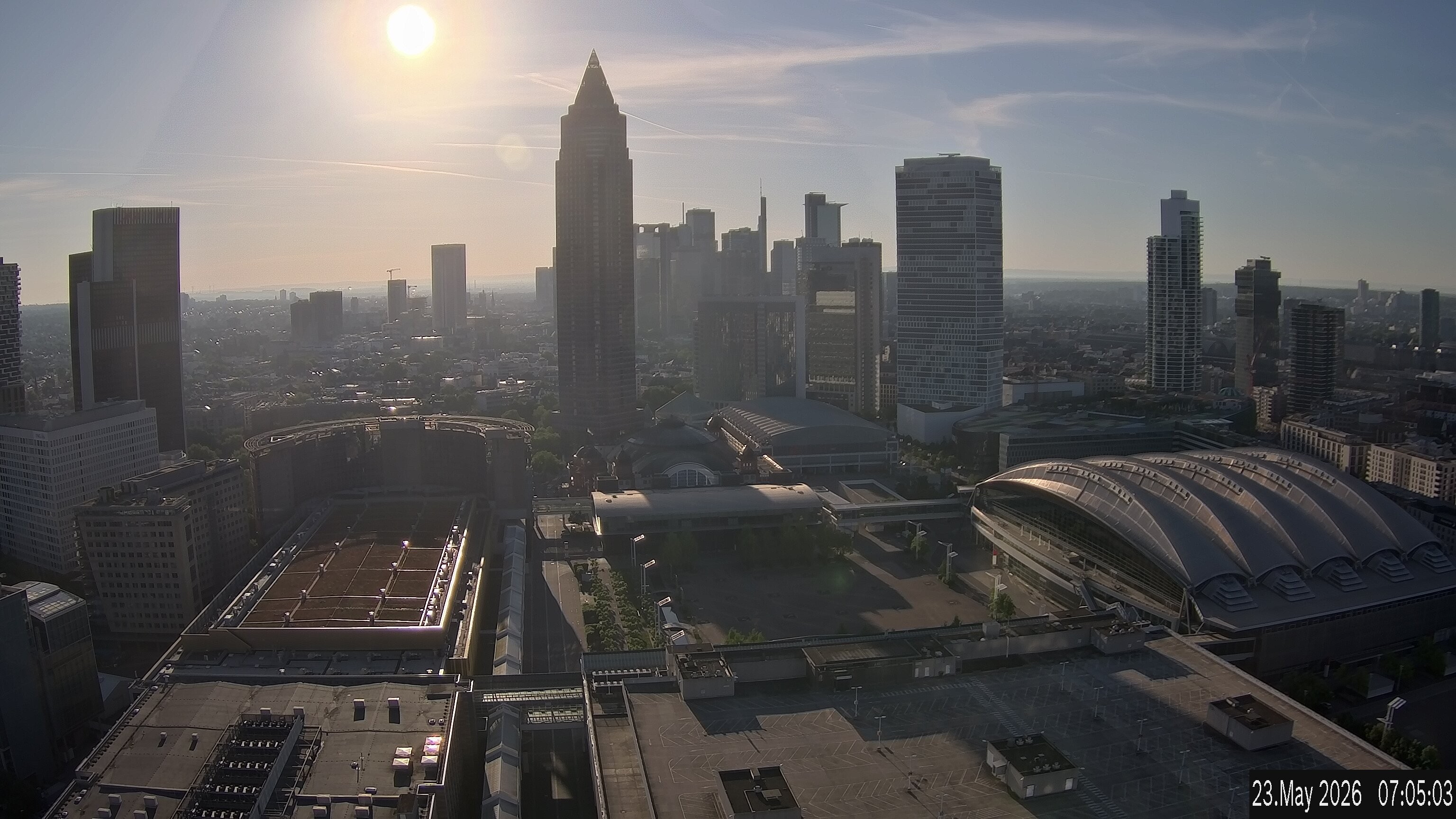 Archiv Foto Webcam Blick von Frankfurter Messe auf die Skyline