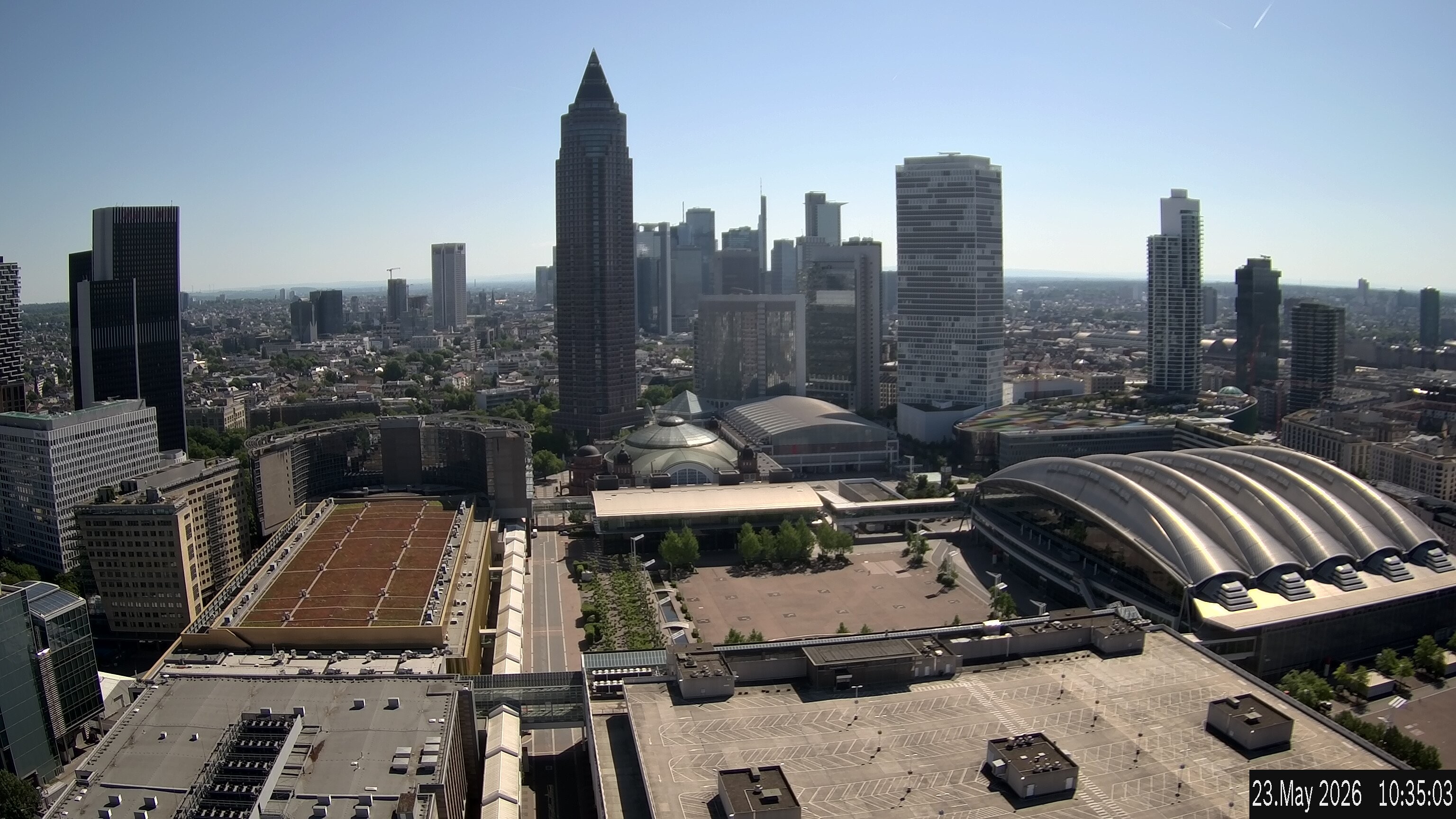 Archiv Foto Webcam Blick von Frankfurter Messe auf die Skyline