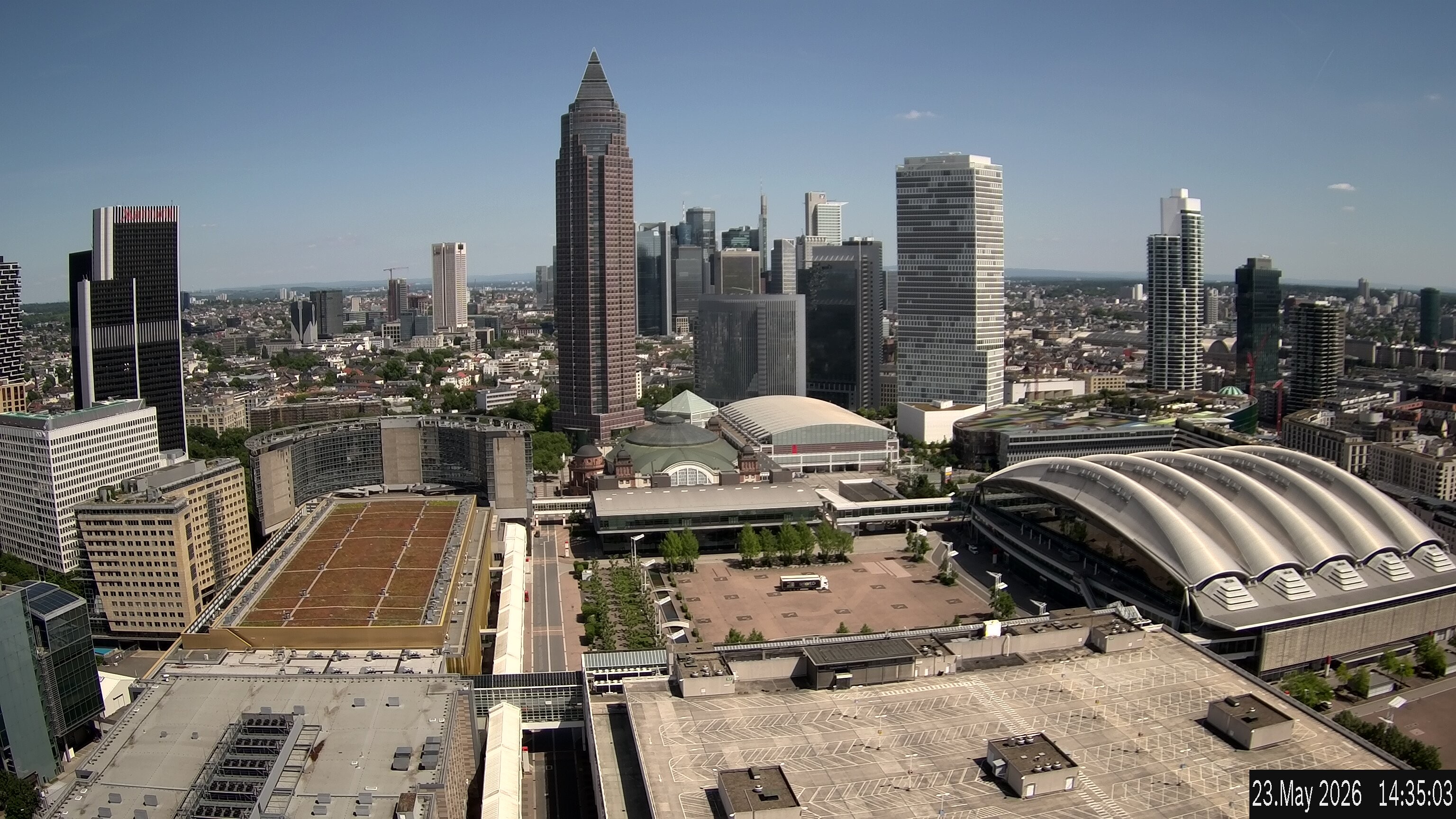 Archiv Foto Webcam Blick von Frankfurter Messe auf die Skyline