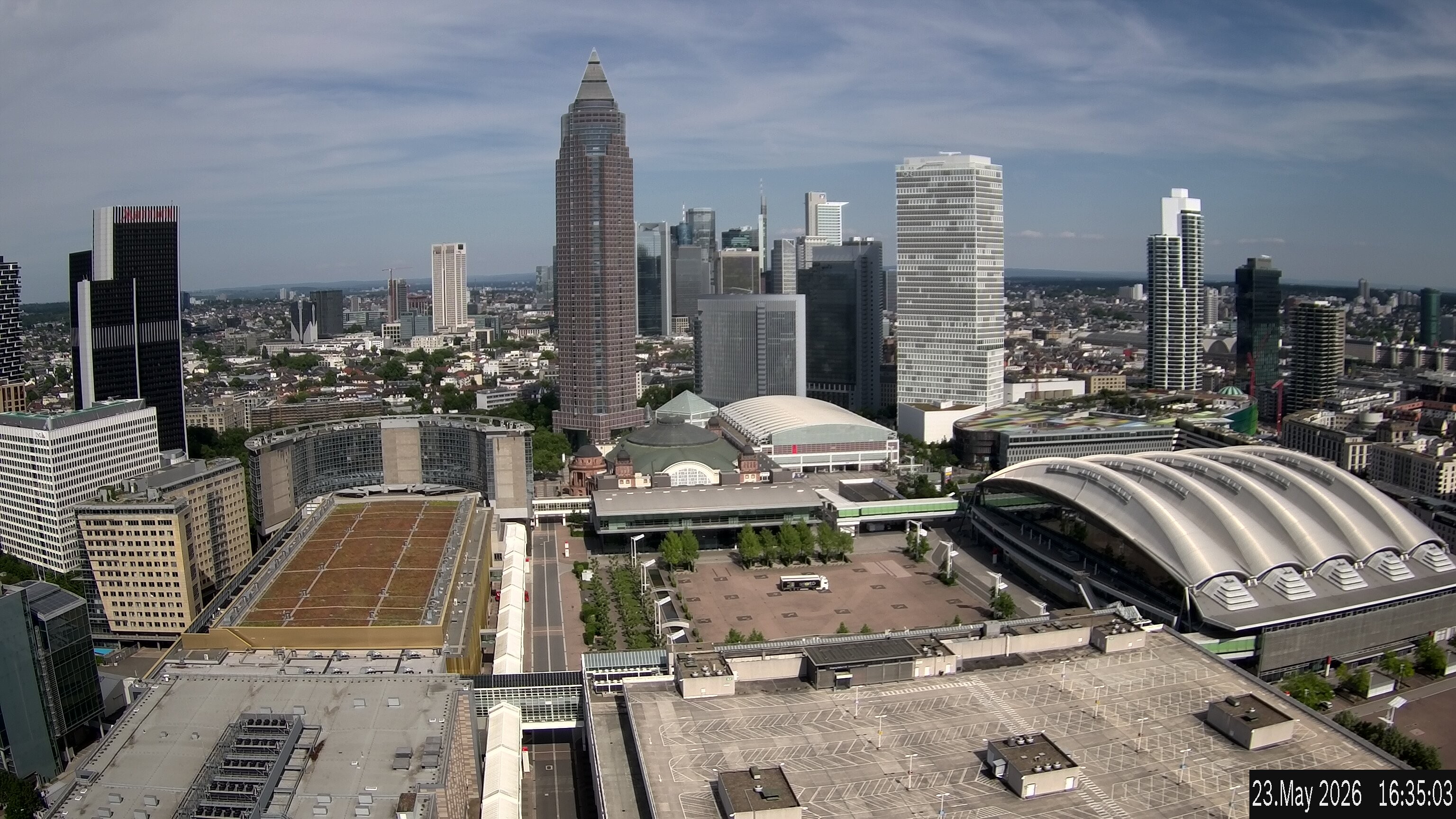Archiv Foto Webcam Blick von Frankfurter Messe auf die Skyline
