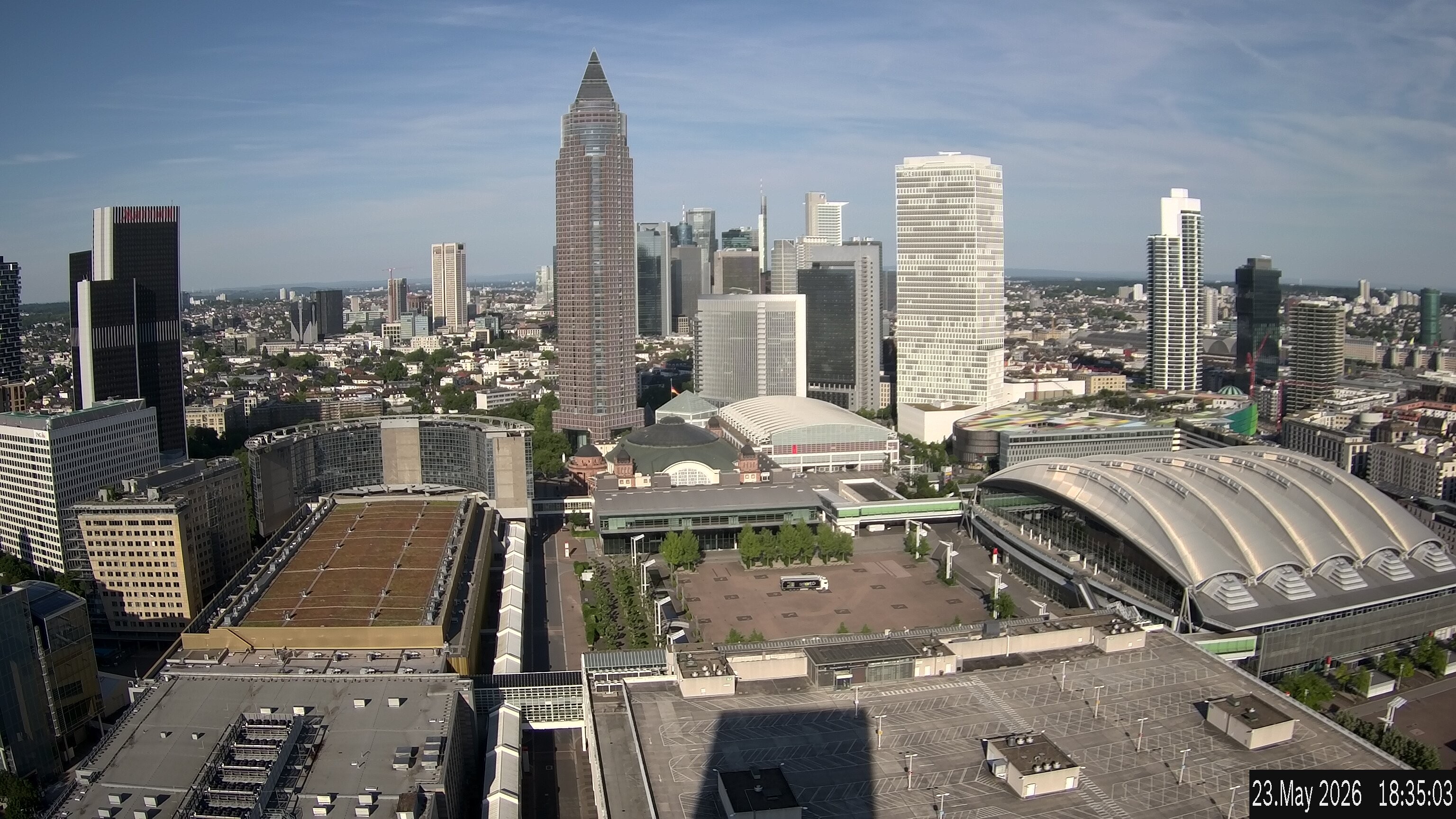 Archiv Foto Webcam Blick von Frankfurter Messe auf die Skyline