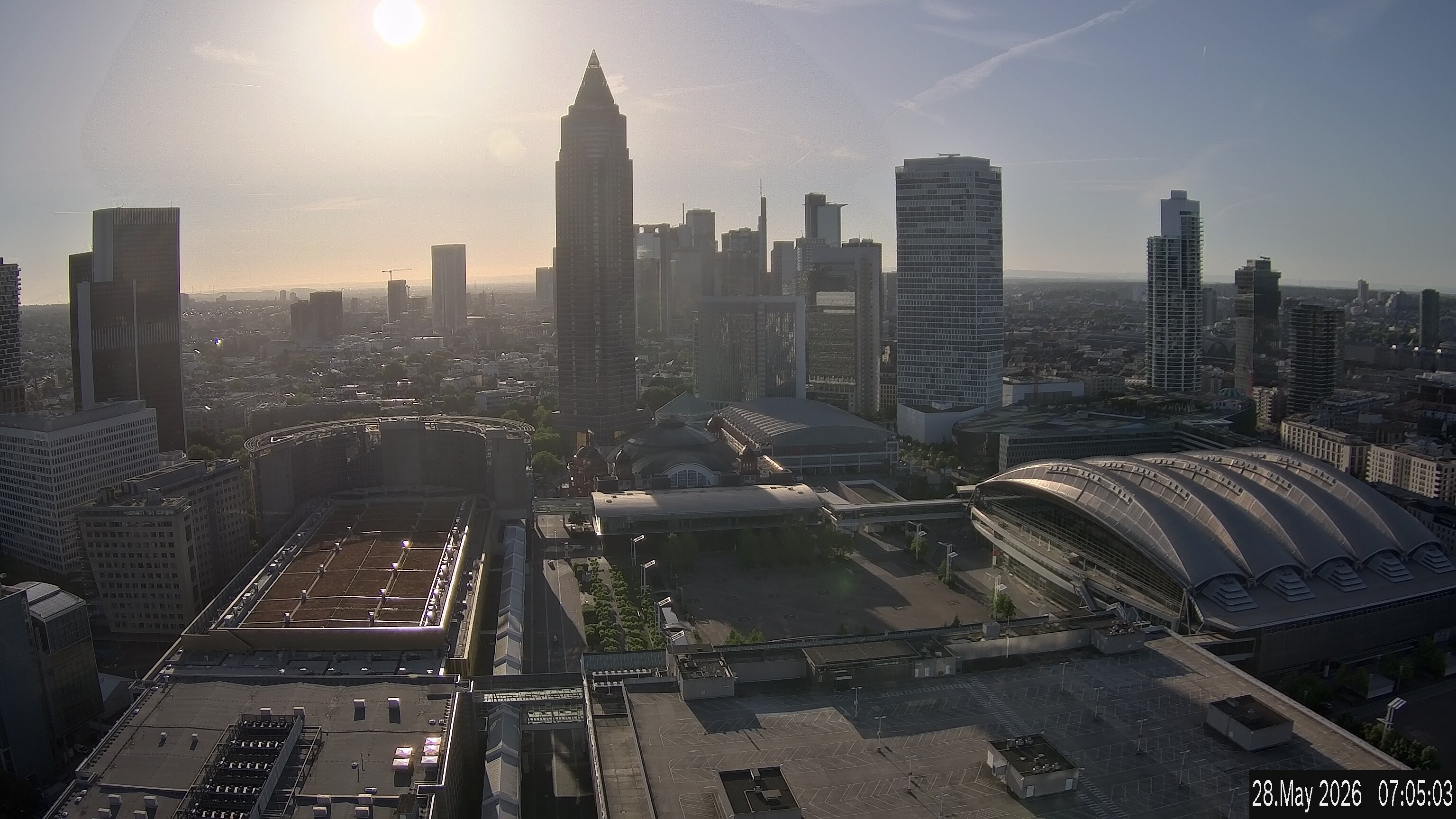 Archiv Foto Webcam Blick von Frankfurter Messe auf die Skyline