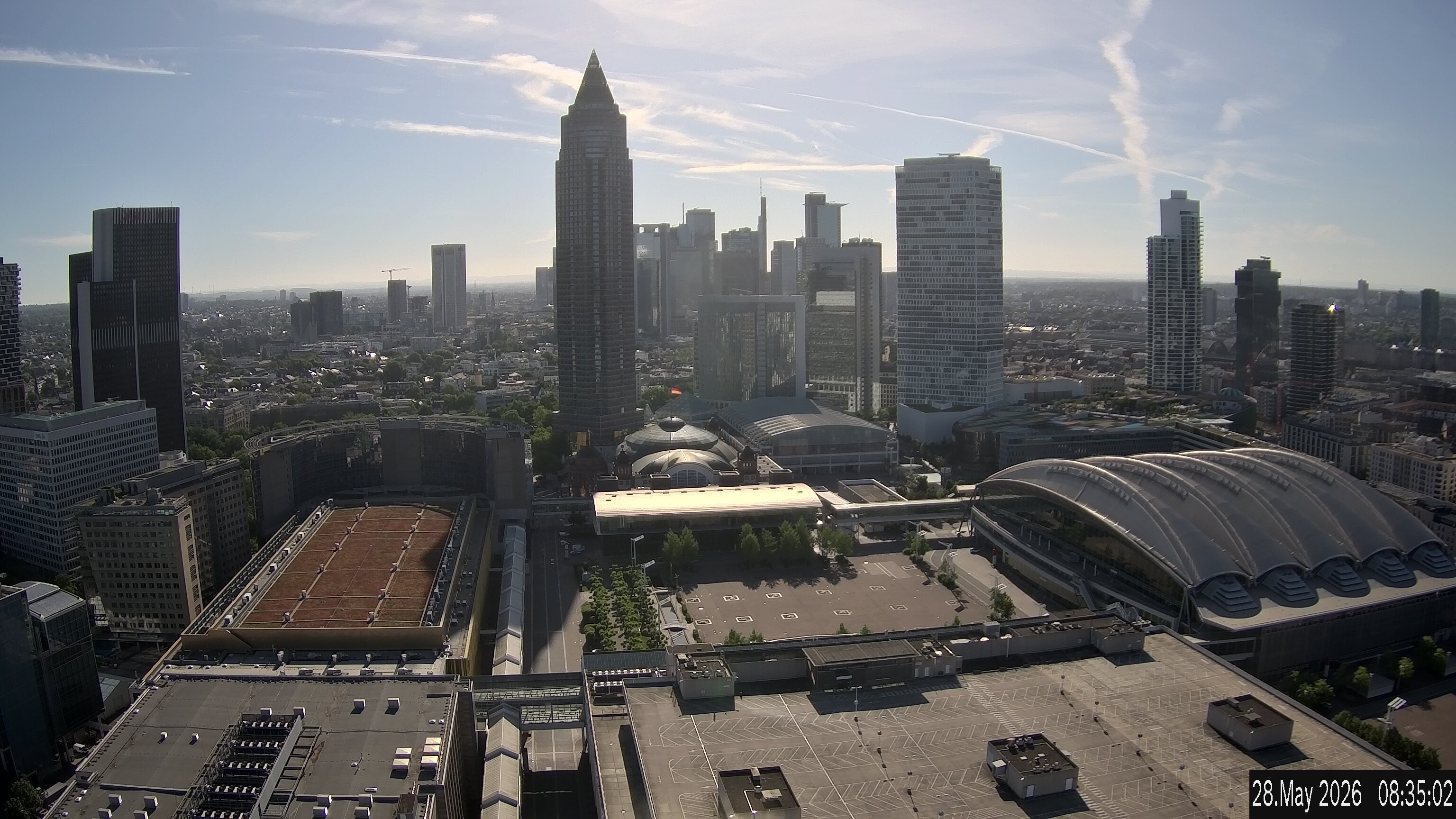 Archiv Foto Webcam Blick von Frankfurter Messe auf die Skyline