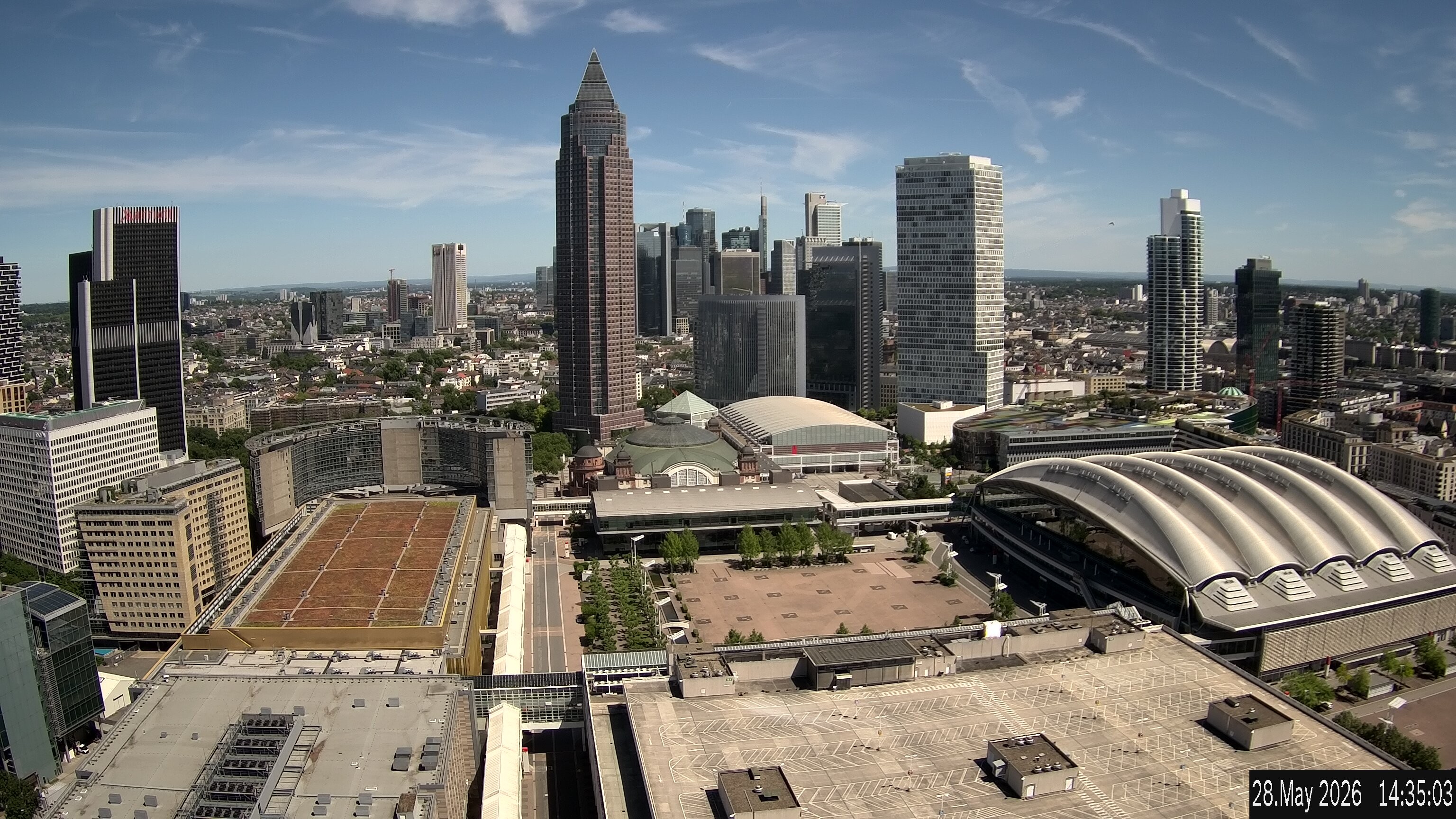 Archiv Foto Webcam Blick von Frankfurter Messe auf die Skyline