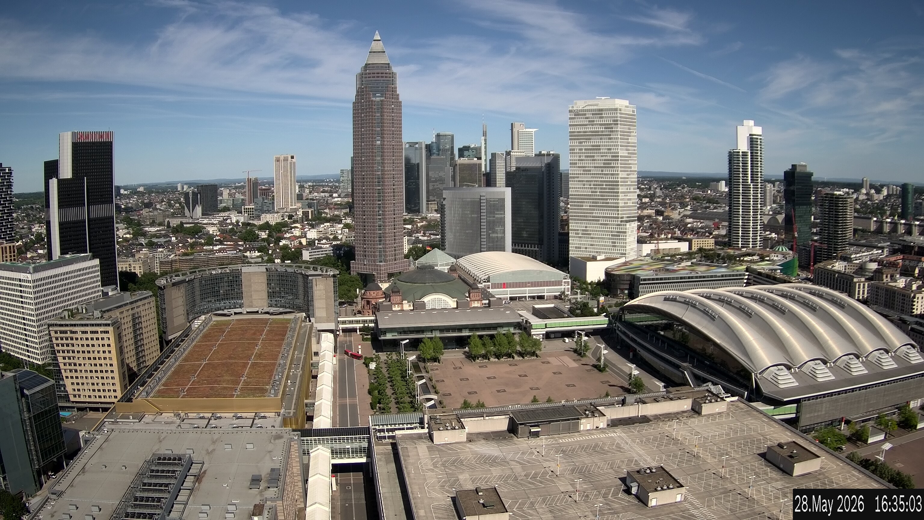 Archiv Foto Webcam Blick von Frankfurter Messe auf die Skyline