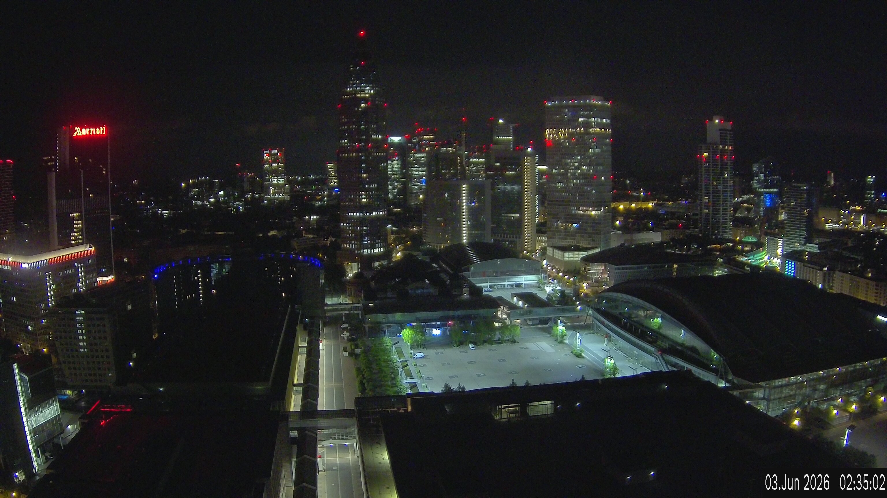 Archiv Foto Webcam Blick von Frankfurter Messe auf die Skyline