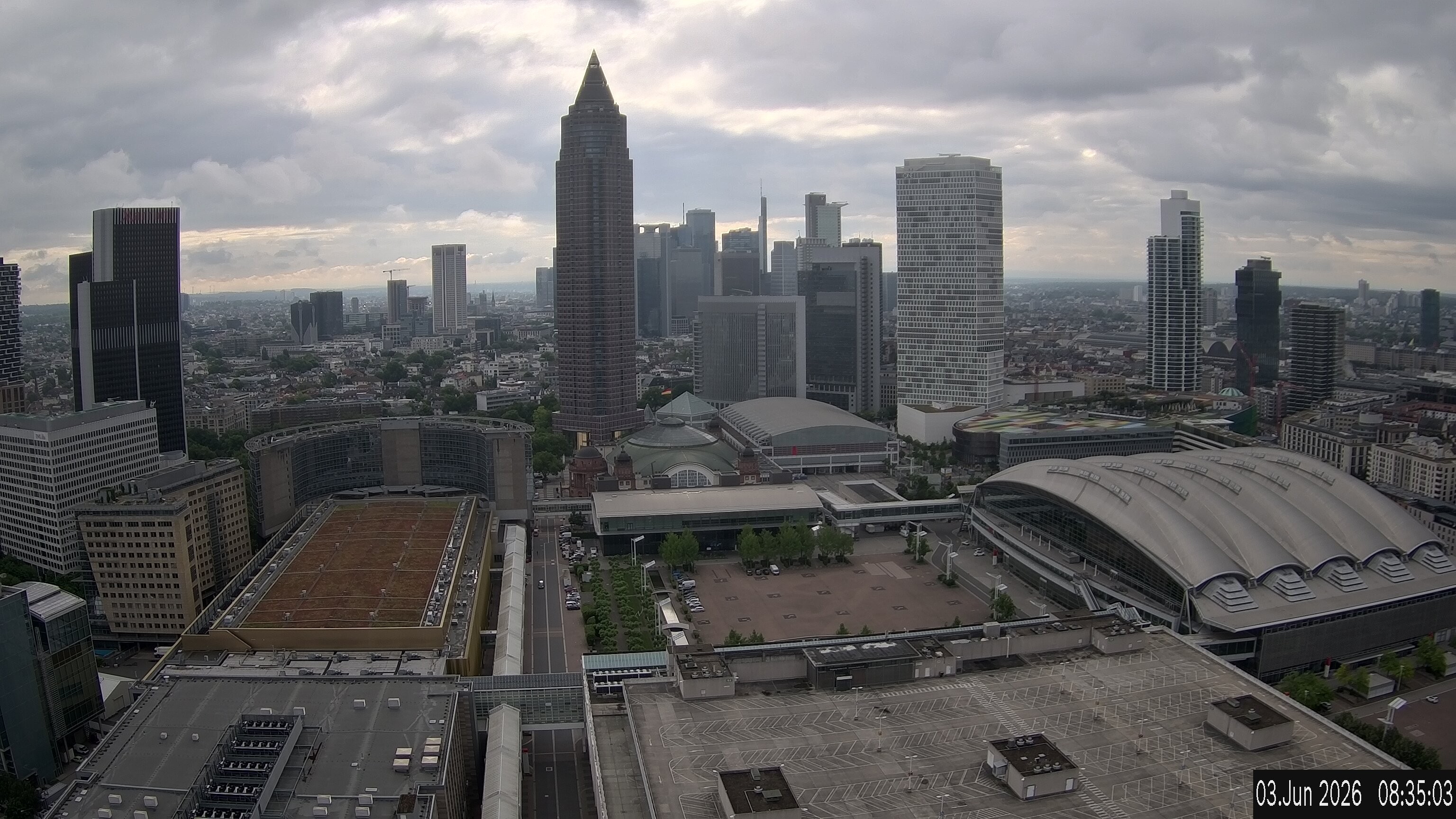 Archiv Foto Webcam Blick von Frankfurter Messe auf die Skyline