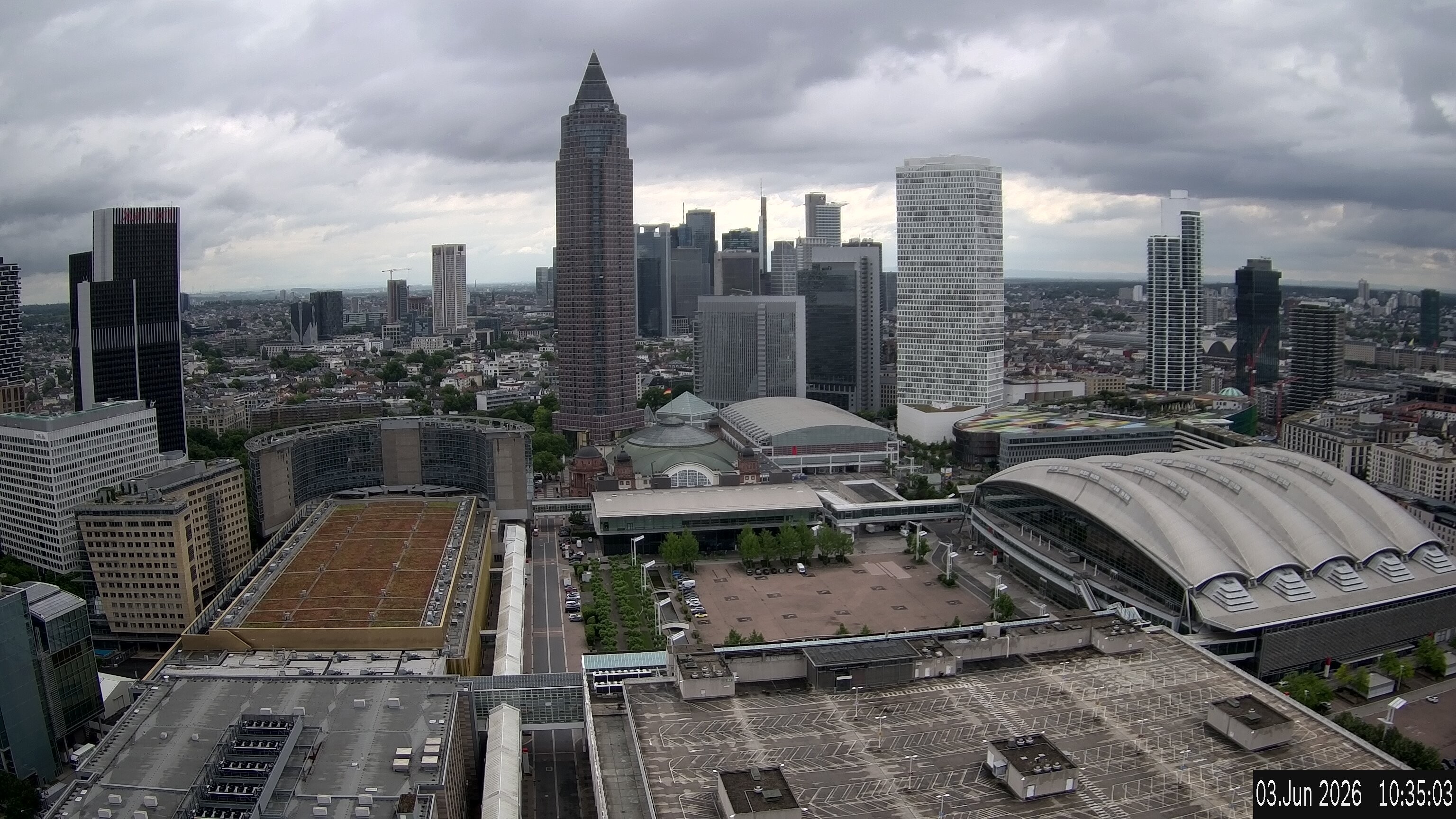 Archiv Foto Webcam Blick von Frankfurter Messe auf die Skyline