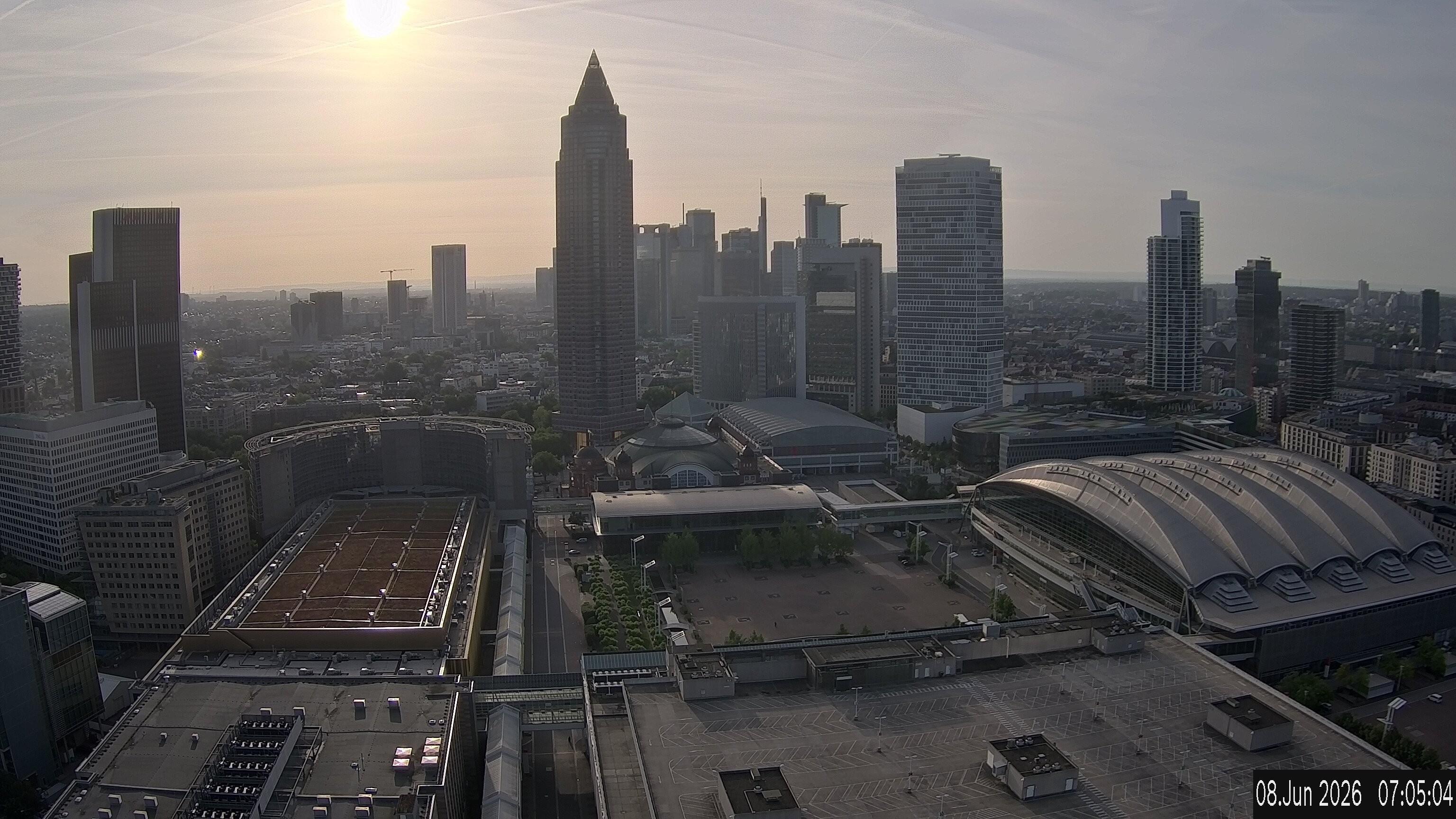 Archiv Foto Webcam Blick von Frankfurter Messe auf die Skyline