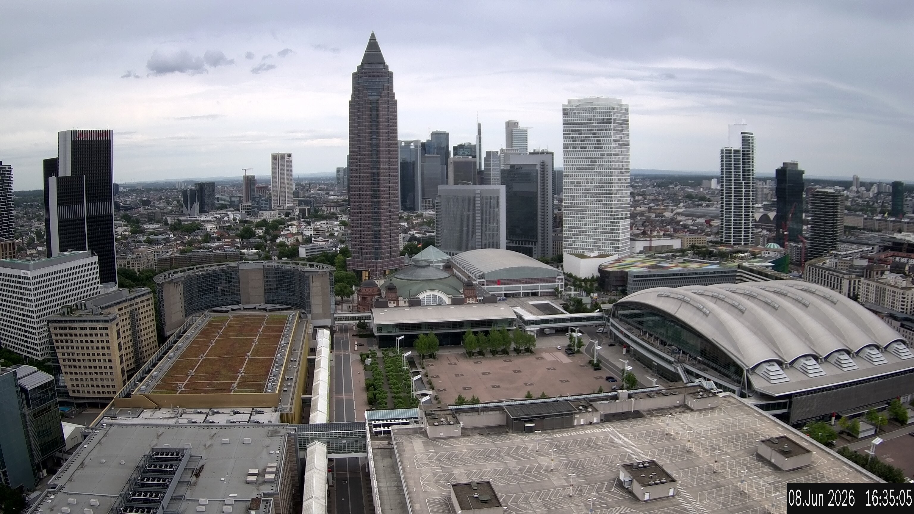 Archiv Foto Webcam Blick von Frankfurter Messe auf die Skyline