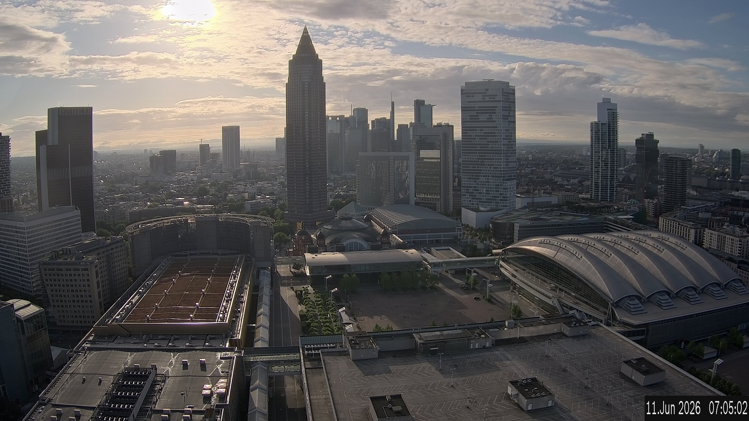 Archiv Foto Webcam Blick von Frankfurter Messe auf die Skyline