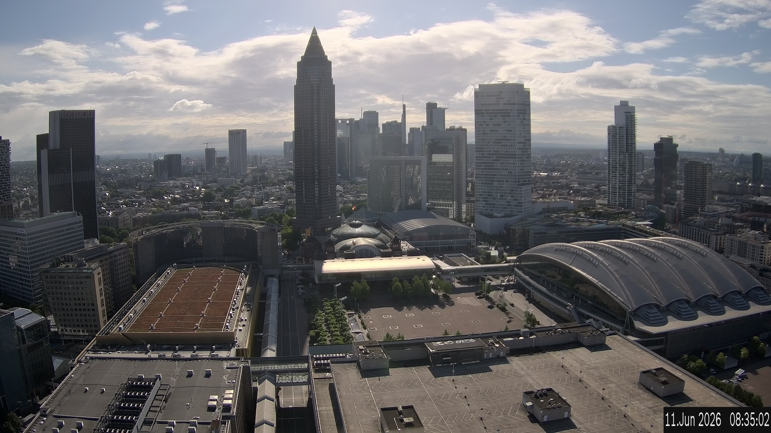 Archiv Foto Webcam Blick von Frankfurter Messe auf die Skyline