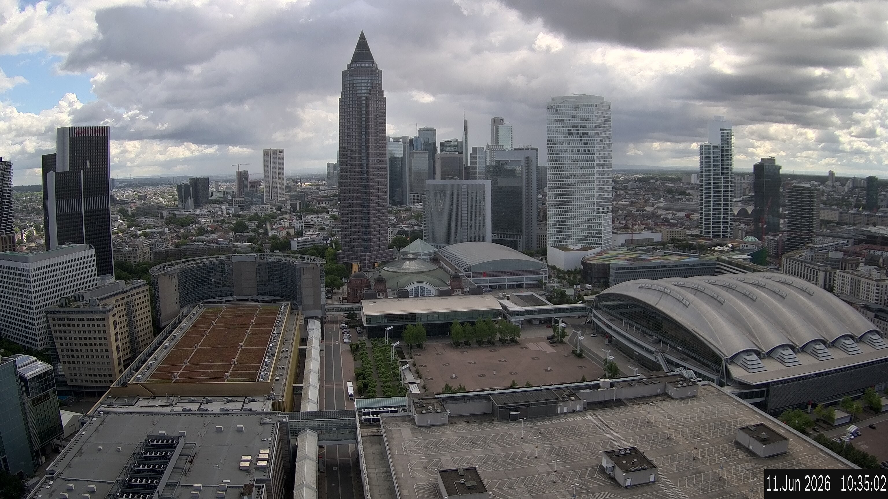 Archiv Foto Webcam Blick von Frankfurter Messe auf die Skyline