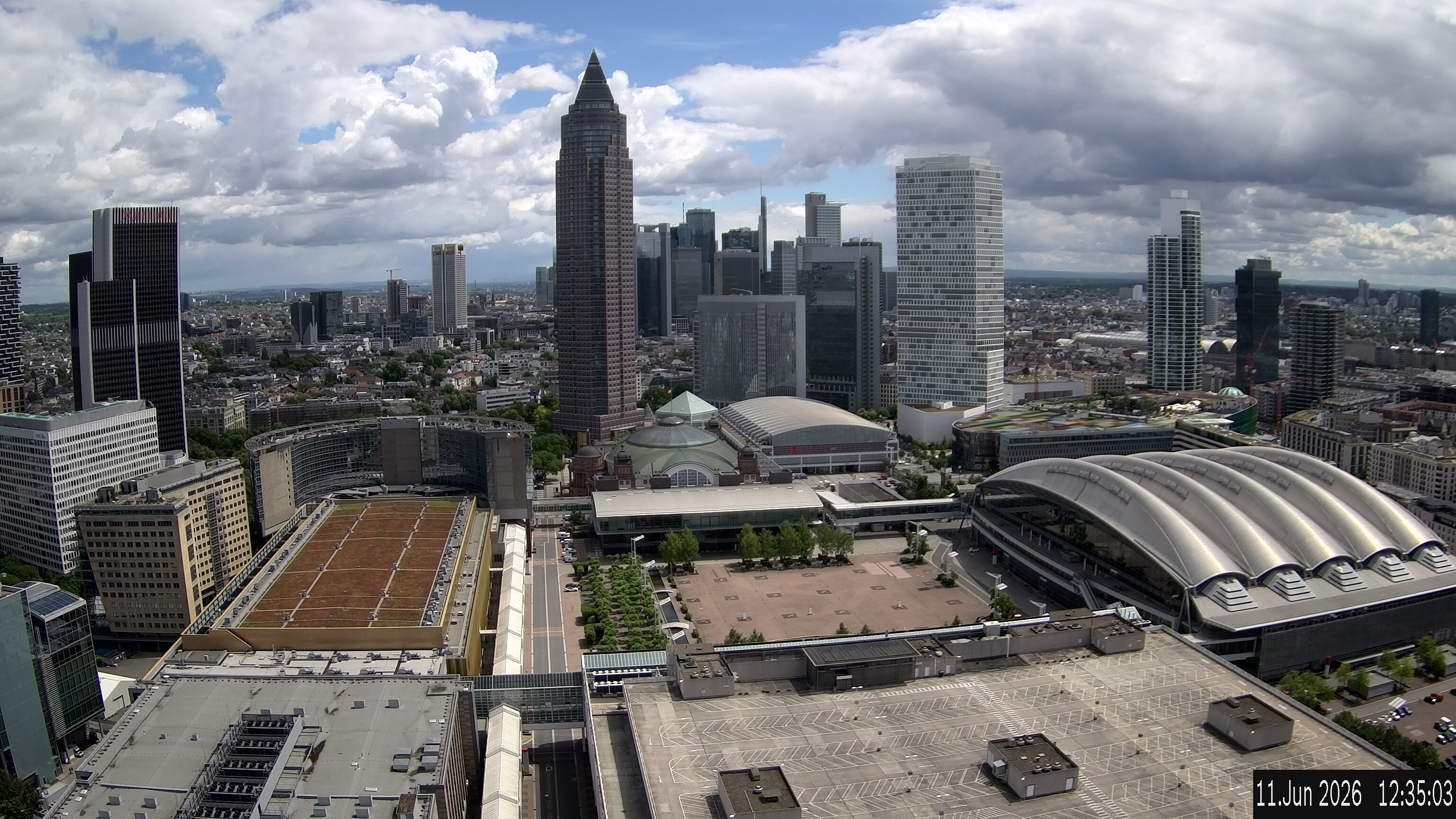 Archiv Foto Webcam Blick von Frankfurter Messe auf die Skyline