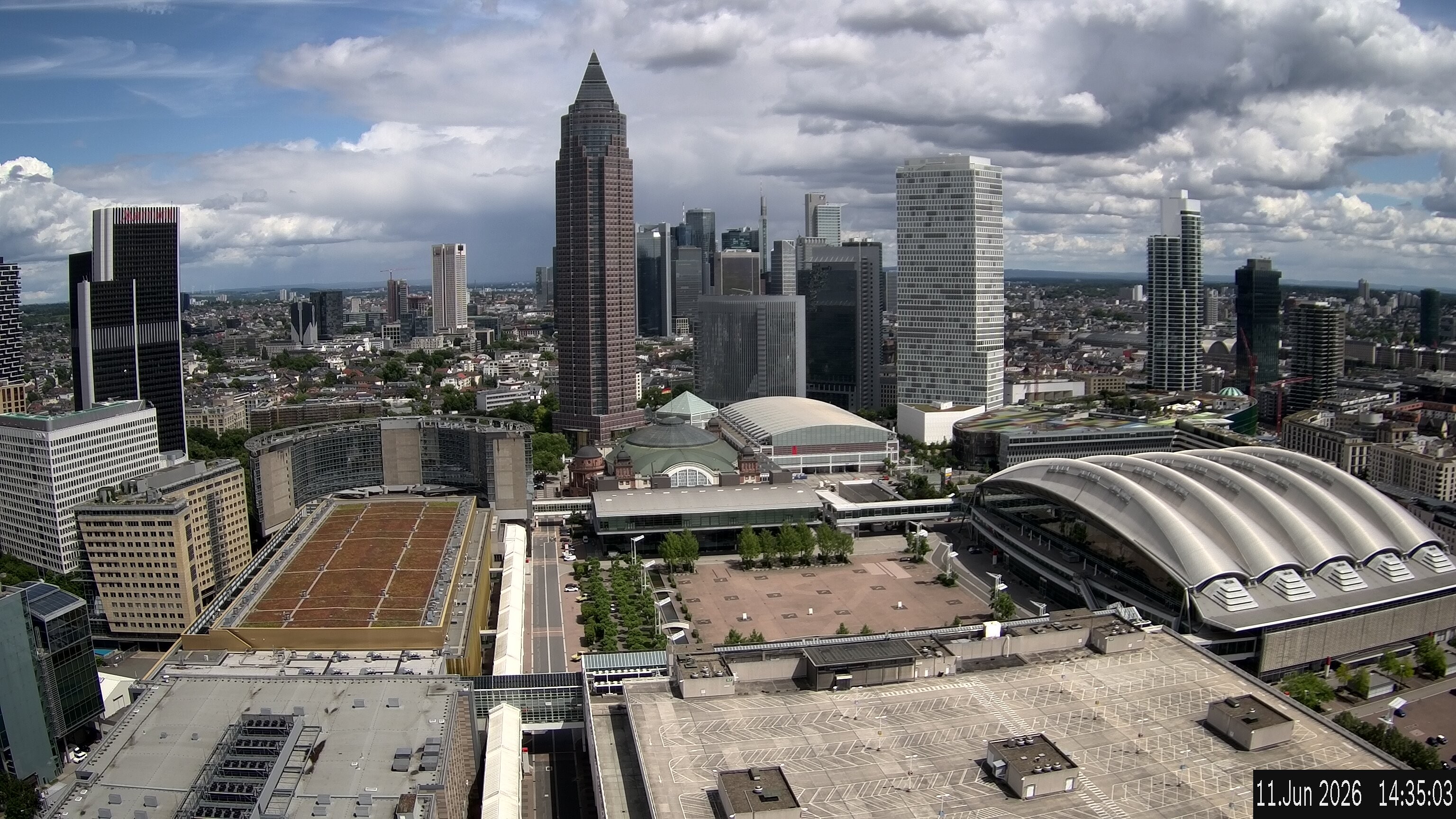 Archiv Foto Webcam Blick von Frankfurter Messe auf die Skyline