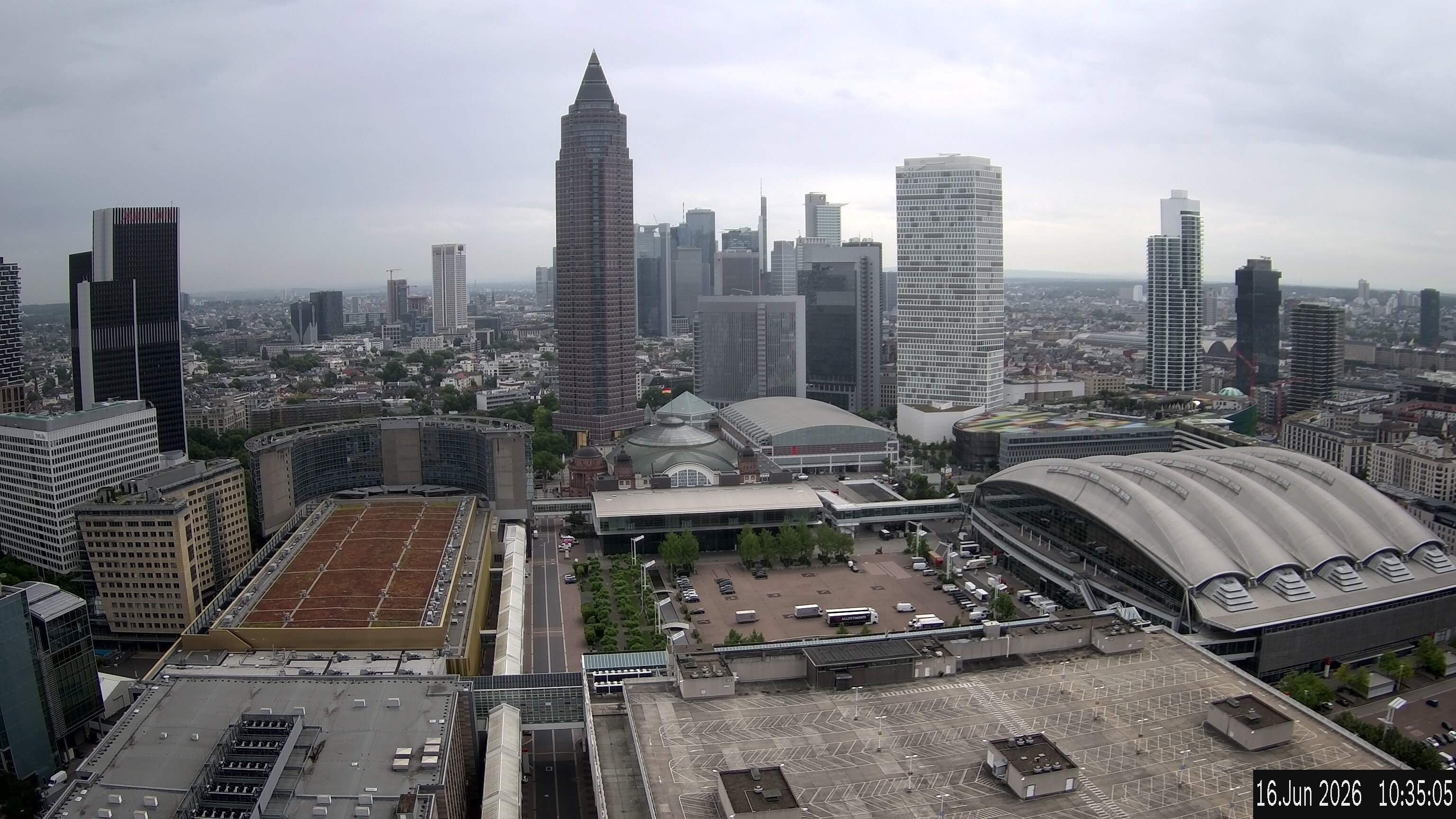 Archiv Foto Webcam Blick von Frankfurter Messe auf die Skyline