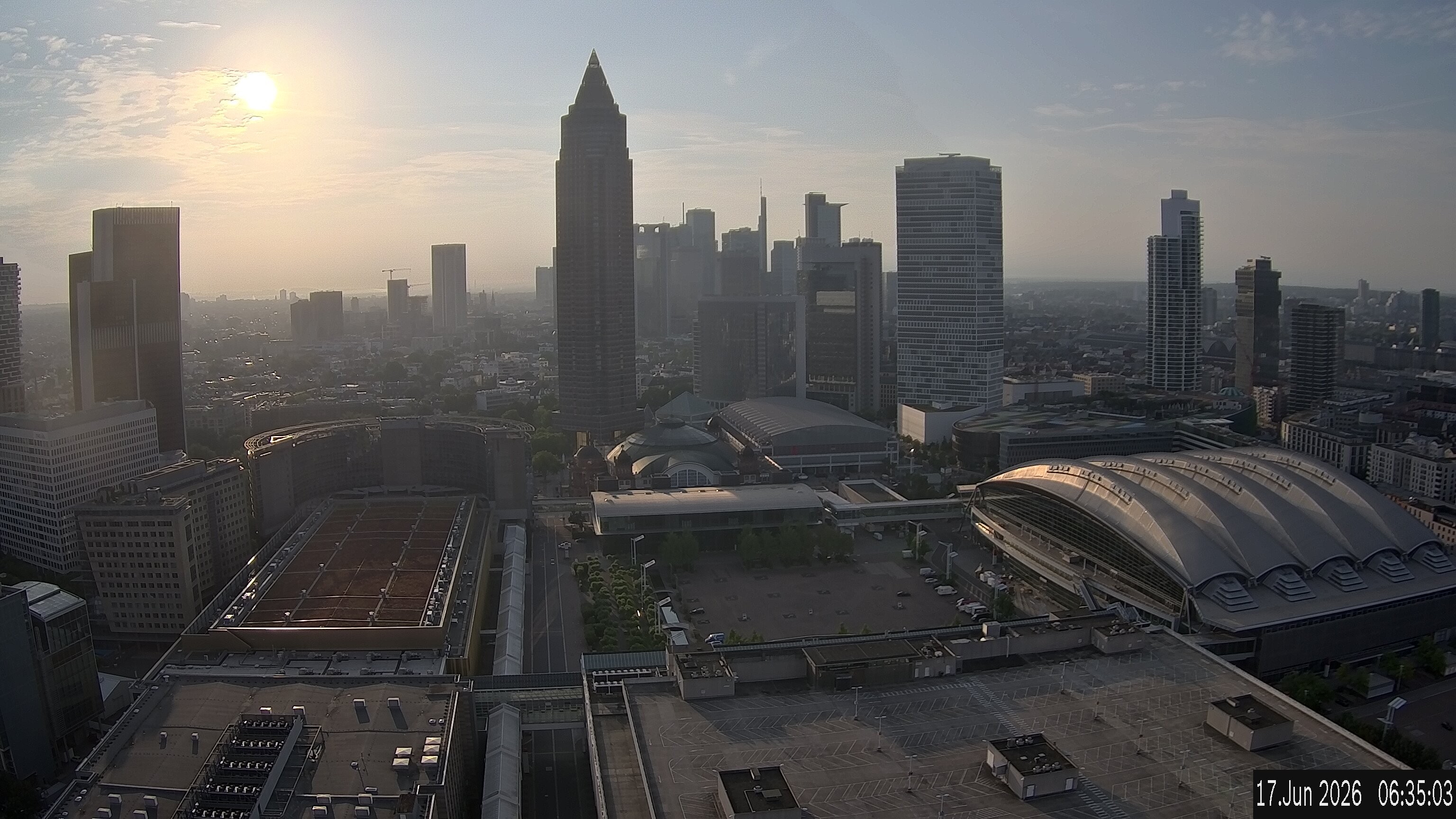Archiv Foto Webcam Blick von Frankfurter Messe auf die Skyline
