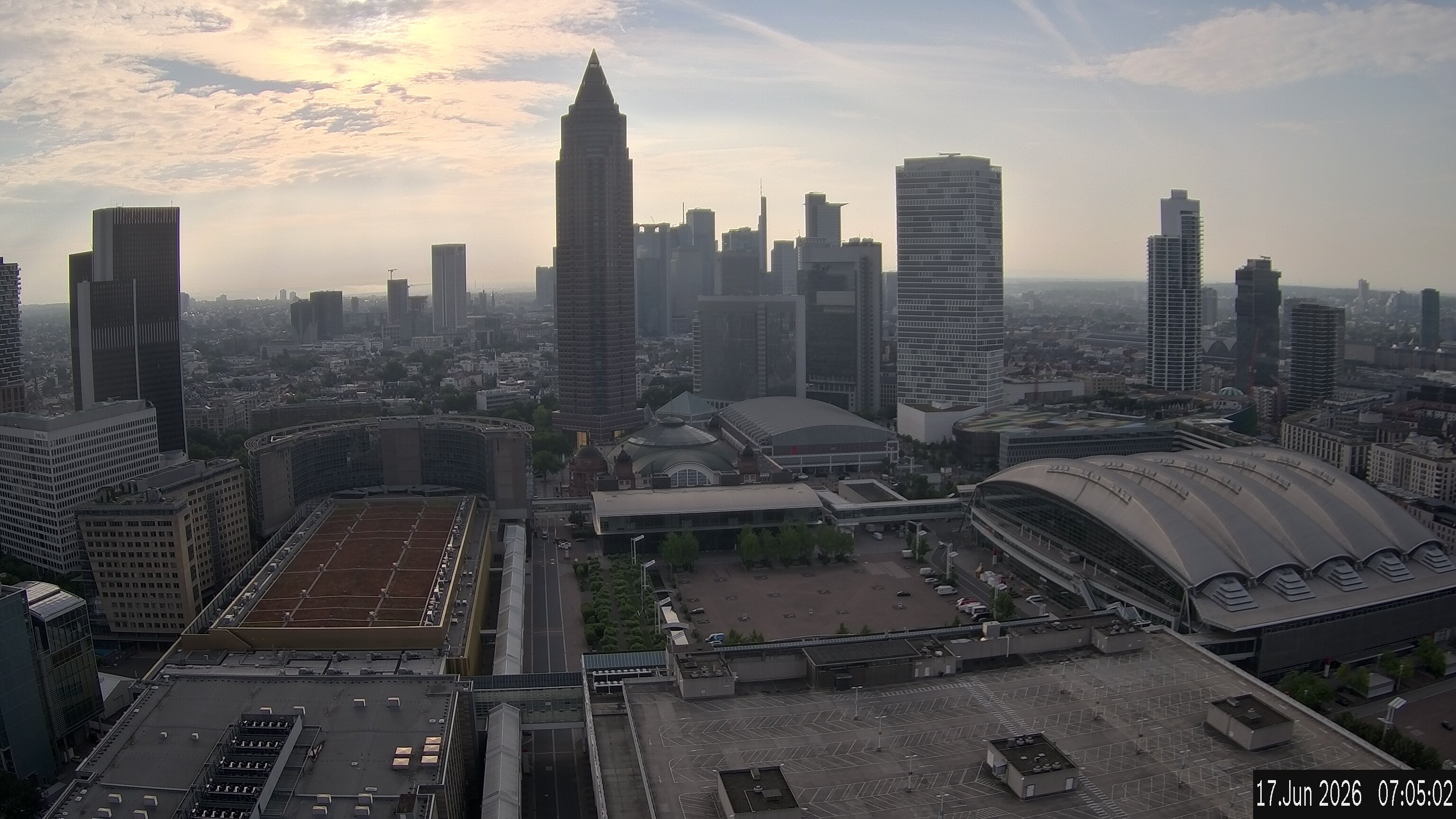 Archiv Foto Webcam Blick von Frankfurter Messe auf die Skyline