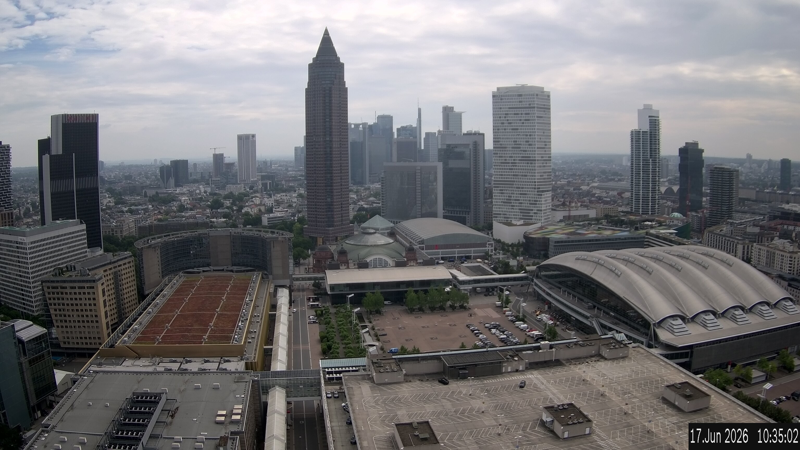 Archiv Foto Webcam Blick von Frankfurter Messe auf die Skyline