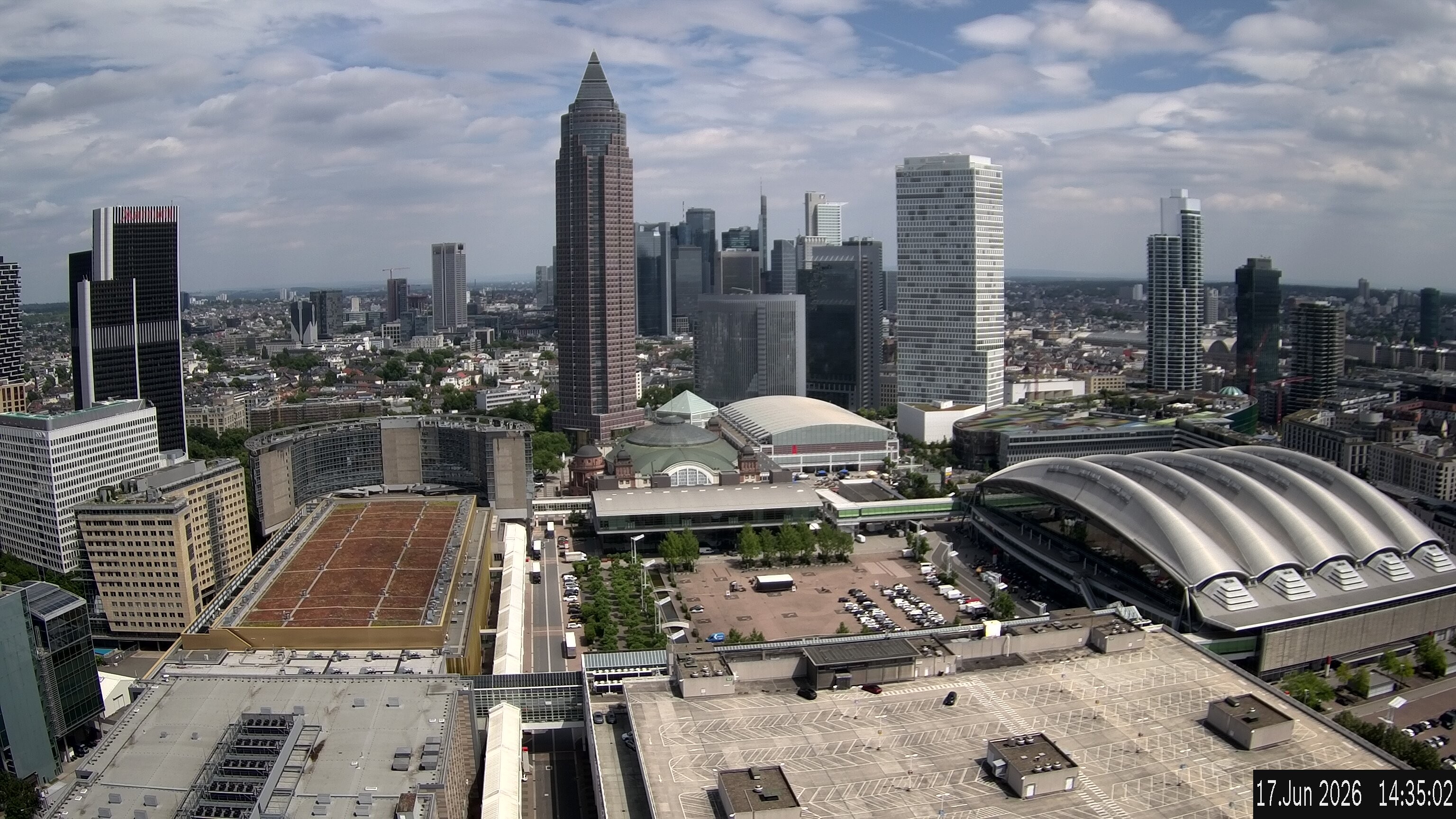 Archiv Foto Webcam Blick von Frankfurter Messe auf die Skyline