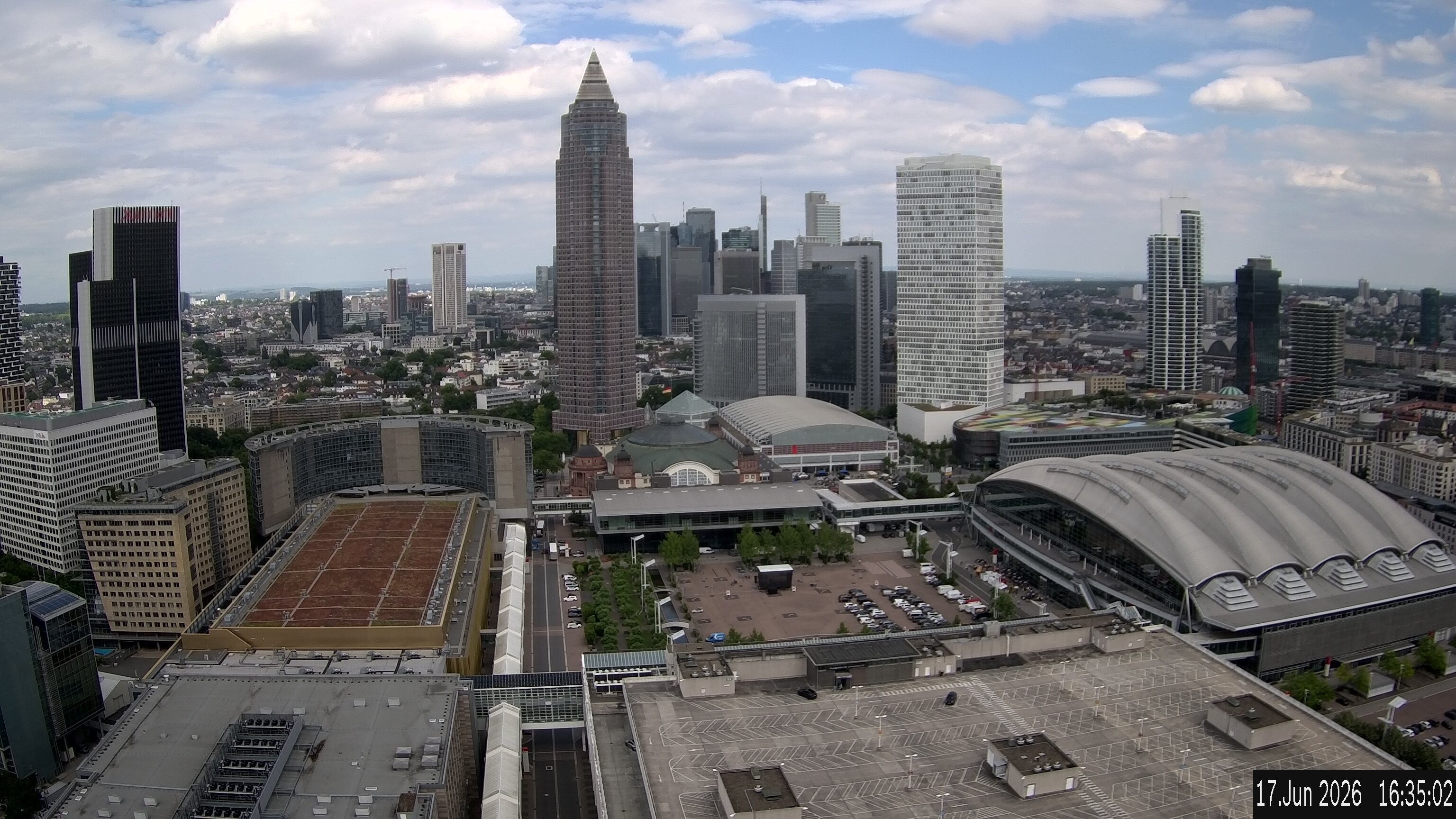 Archiv Foto Webcam Blick von Frankfurter Messe auf die Skyline