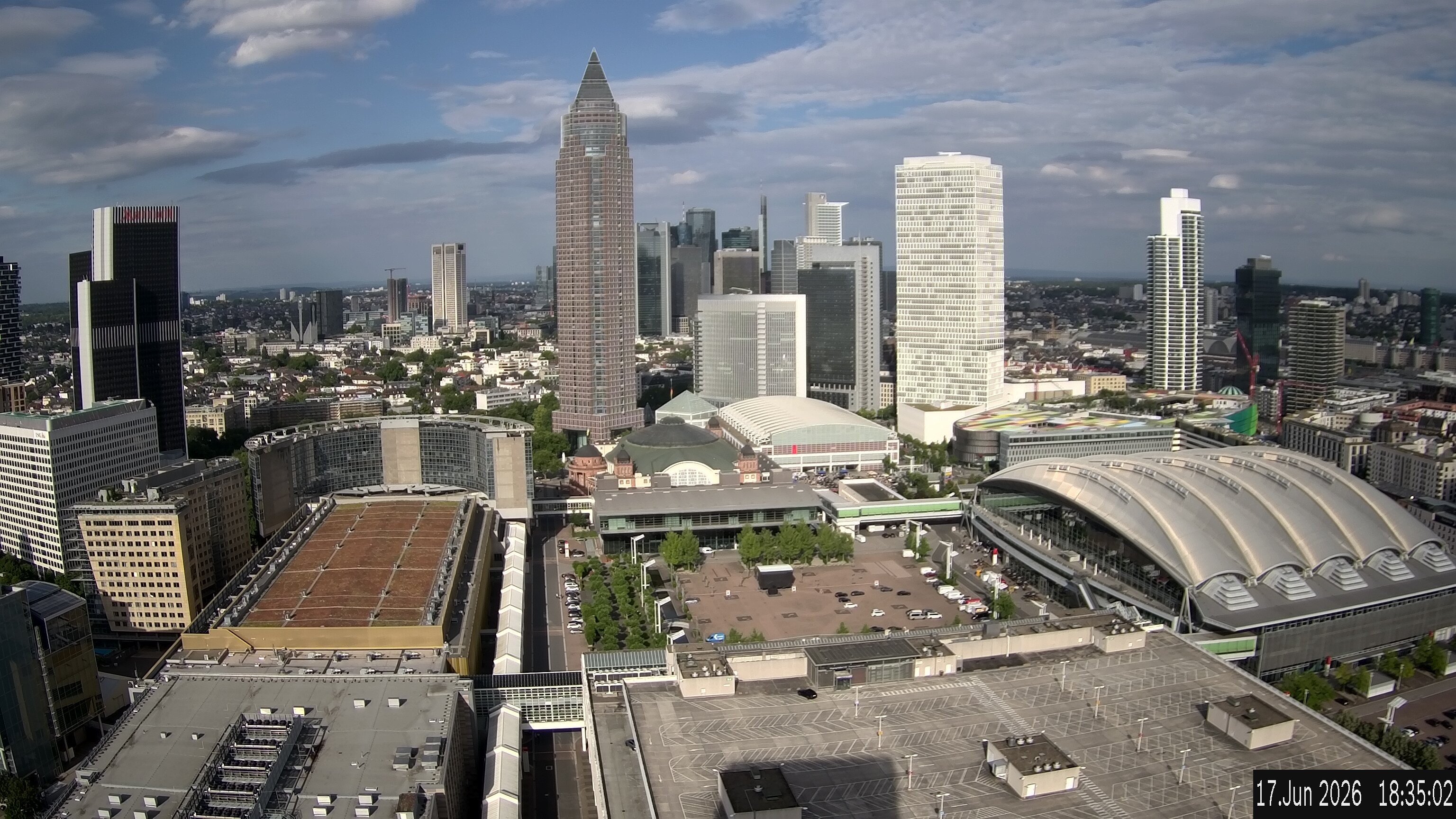 Archiv Foto Webcam Blick von Frankfurter Messe auf die Skyline