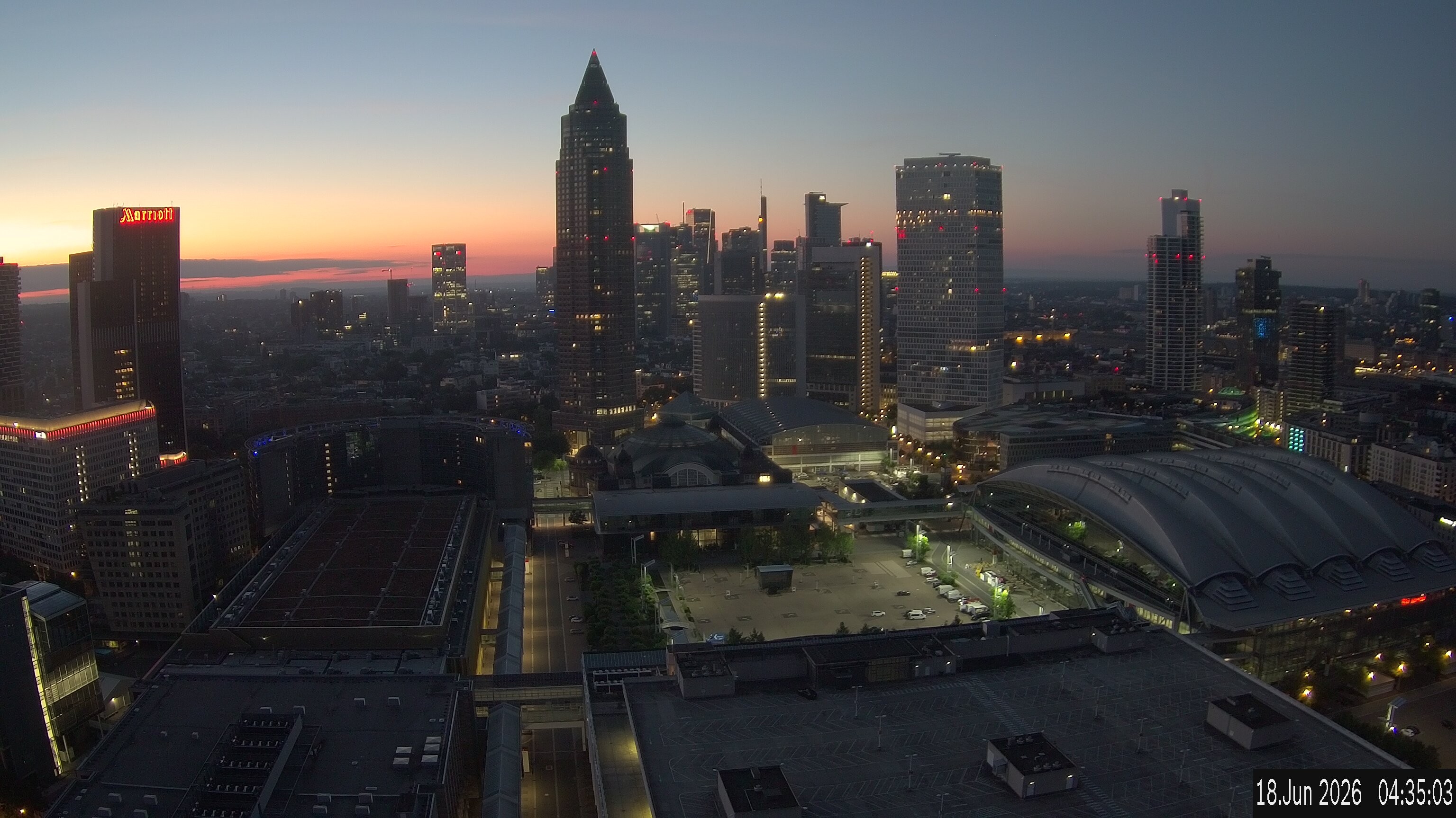 Archiv Foto Webcam Blick von Frankfurter Messe auf die Skyline