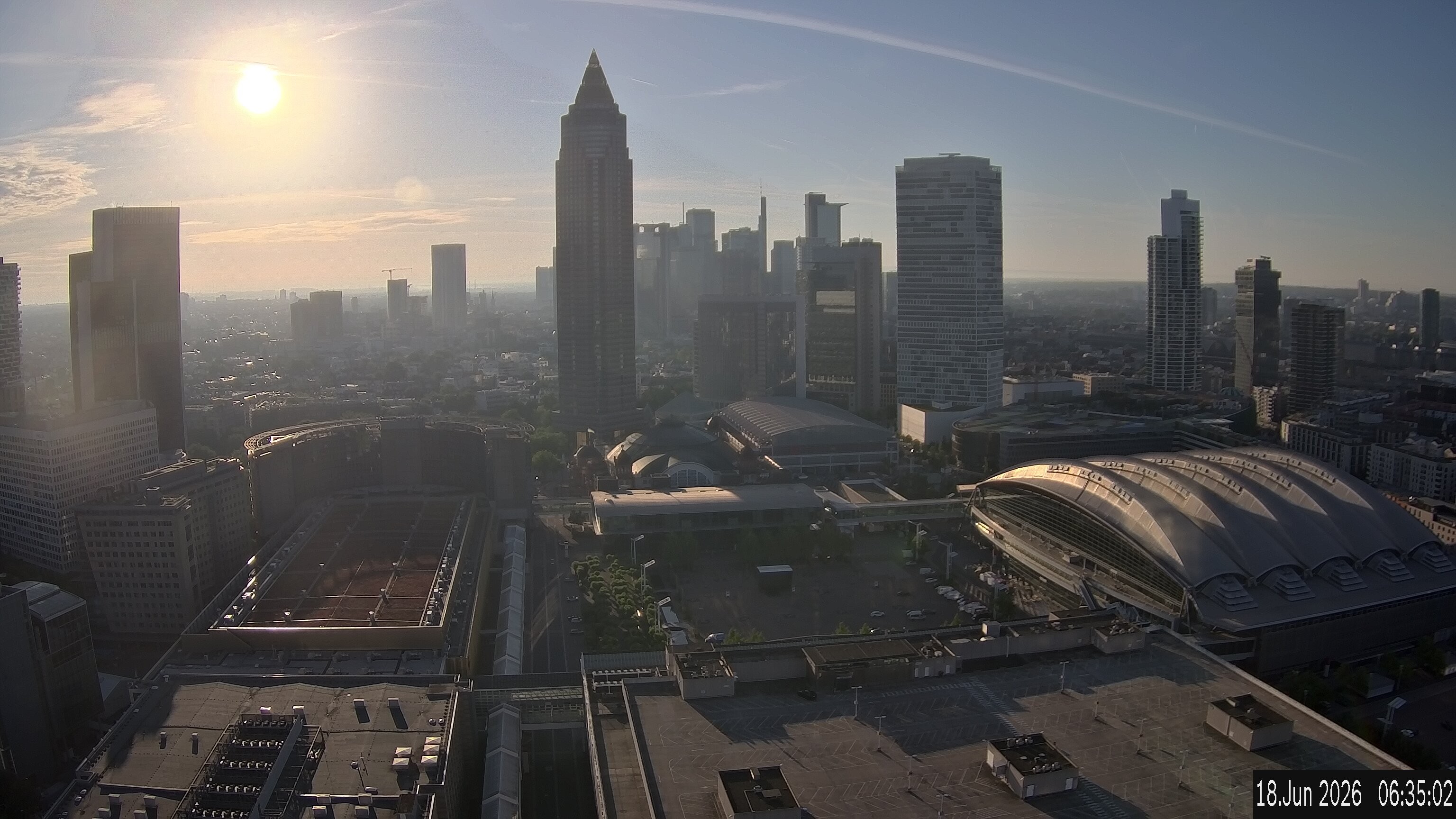 Archiv Foto Webcam Blick von Frankfurter Messe auf die Skyline